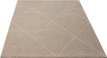 Teppich Sign 1903, merinos, rechteckig, Höhe: 12 mm, Hoch Tief Struktur, Raute, 100% recyceltem Polyester, Wohnzimmer