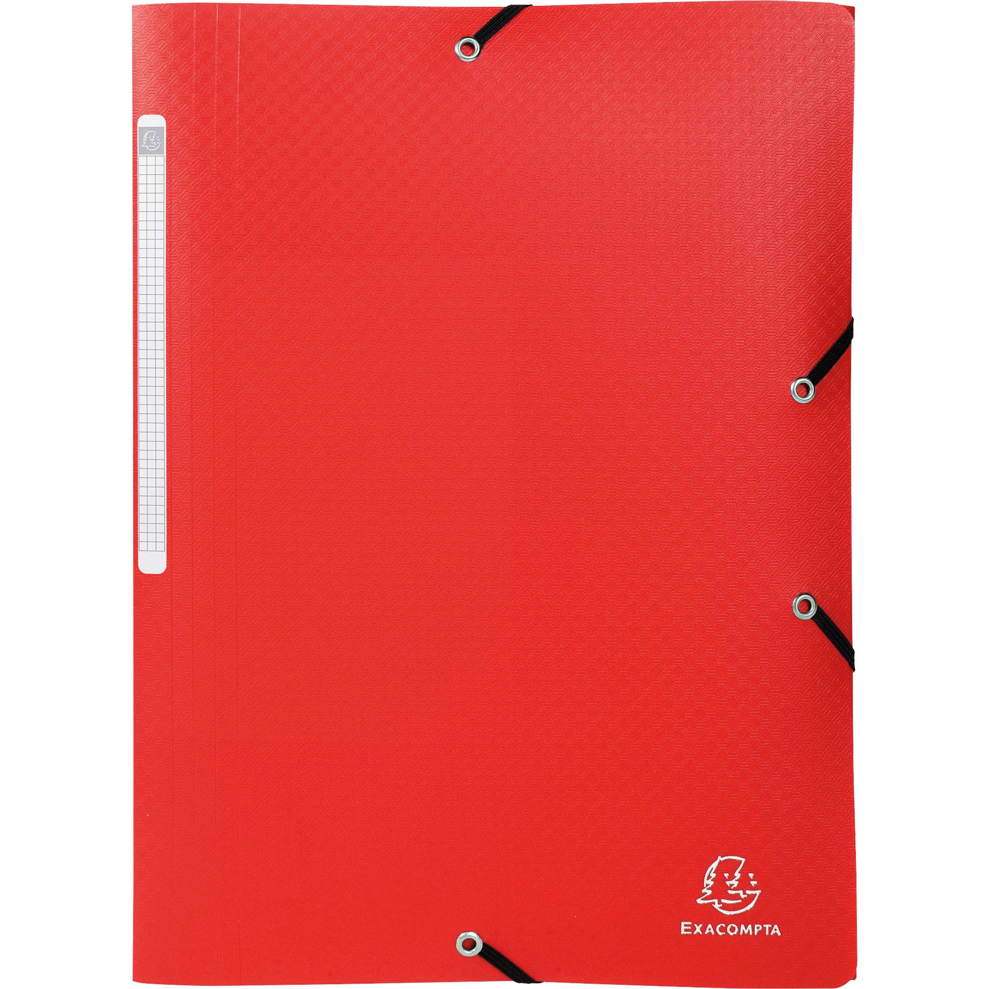 EXACOMPTA Fächermappe Sammelmappe Opak 55085E A4 PP Gummizug 3 Klappen rot (10 Stück)