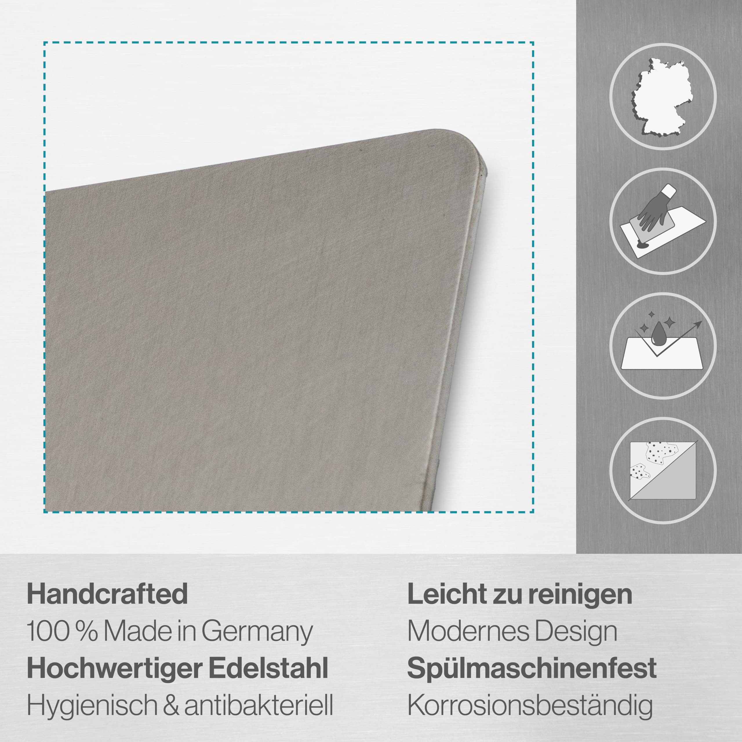 Feuerfest 123 GmbH Schneidebrett Schneidebretter aus Edelstahl im 3er Set, Edelstahl, Ideal geeignet für Fleisch, Fisch & Gemüse, auch als Knetbrett – Bild 2 von 5