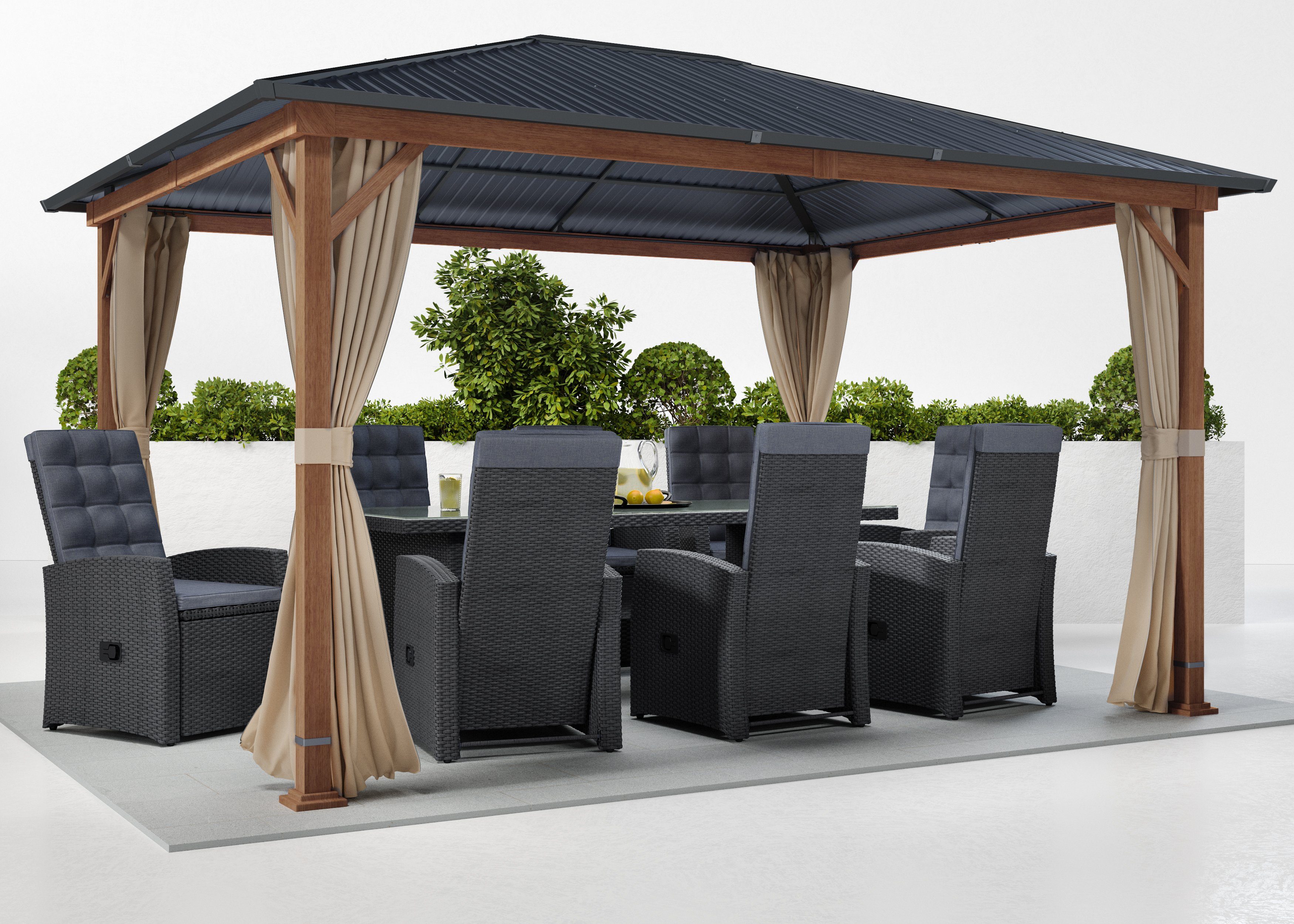 KONIFERA Pavillon Samos, BxT: 300x400 cm, Stahlgestell, ohne Seitenteile