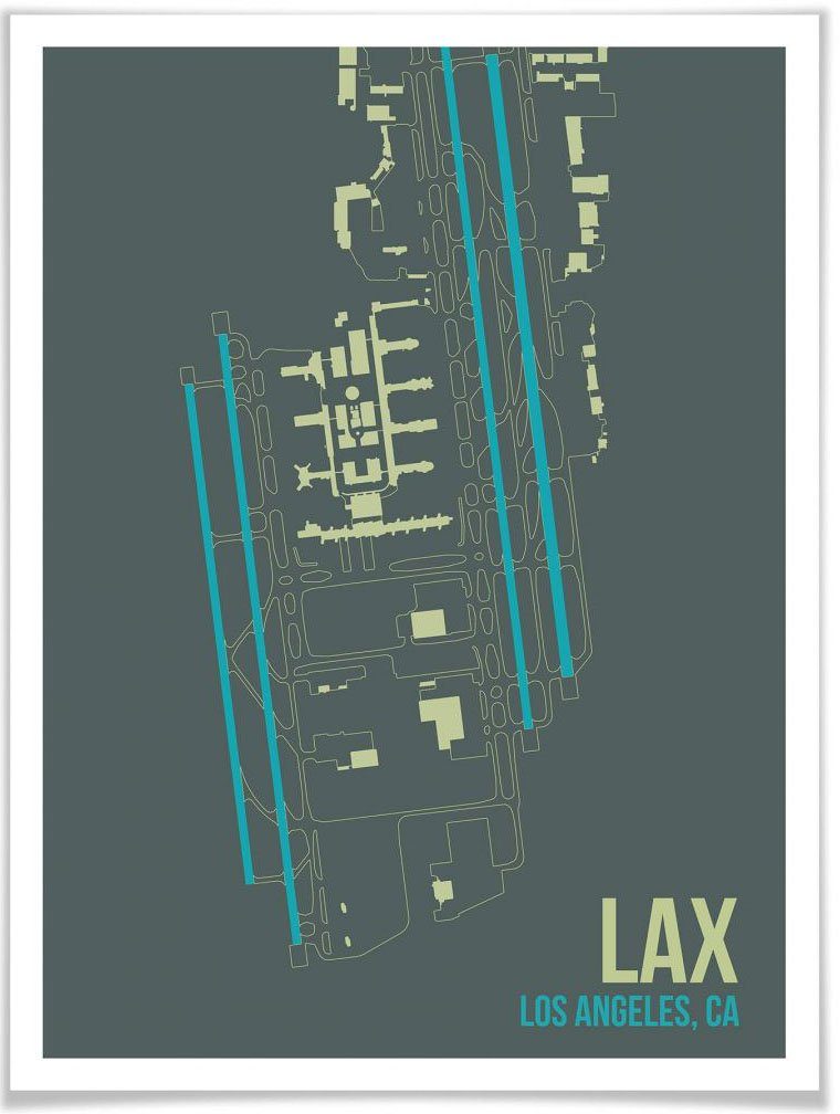 LAX Wandposter Angeles, Poster, Poster St), (1 Grundriss Grundriss Wall-Art Wandbild Los Wandbild, Bild,