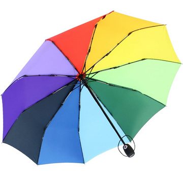 iX-brella Taschenregenschirm Regenbogen-Schirm 10-teilig extra stabil Automatik, farbenfroh