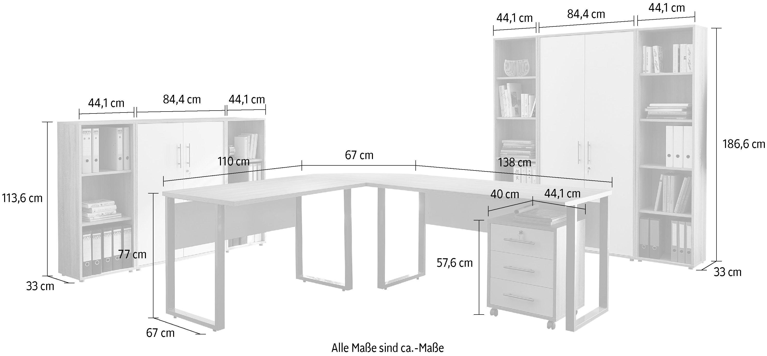 BMG Möbel Büro-Set Tabor Office (Set, sonoma/weiß 5, eiche 10-St)