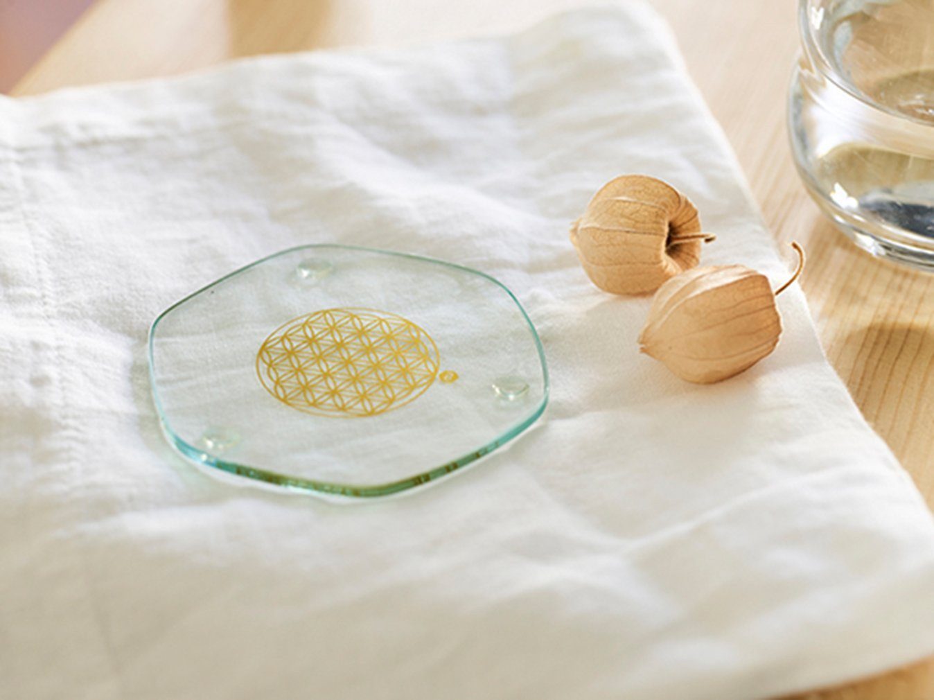 Natures-Design Getränkeuntersetzer Energy Plate gold 9 cm