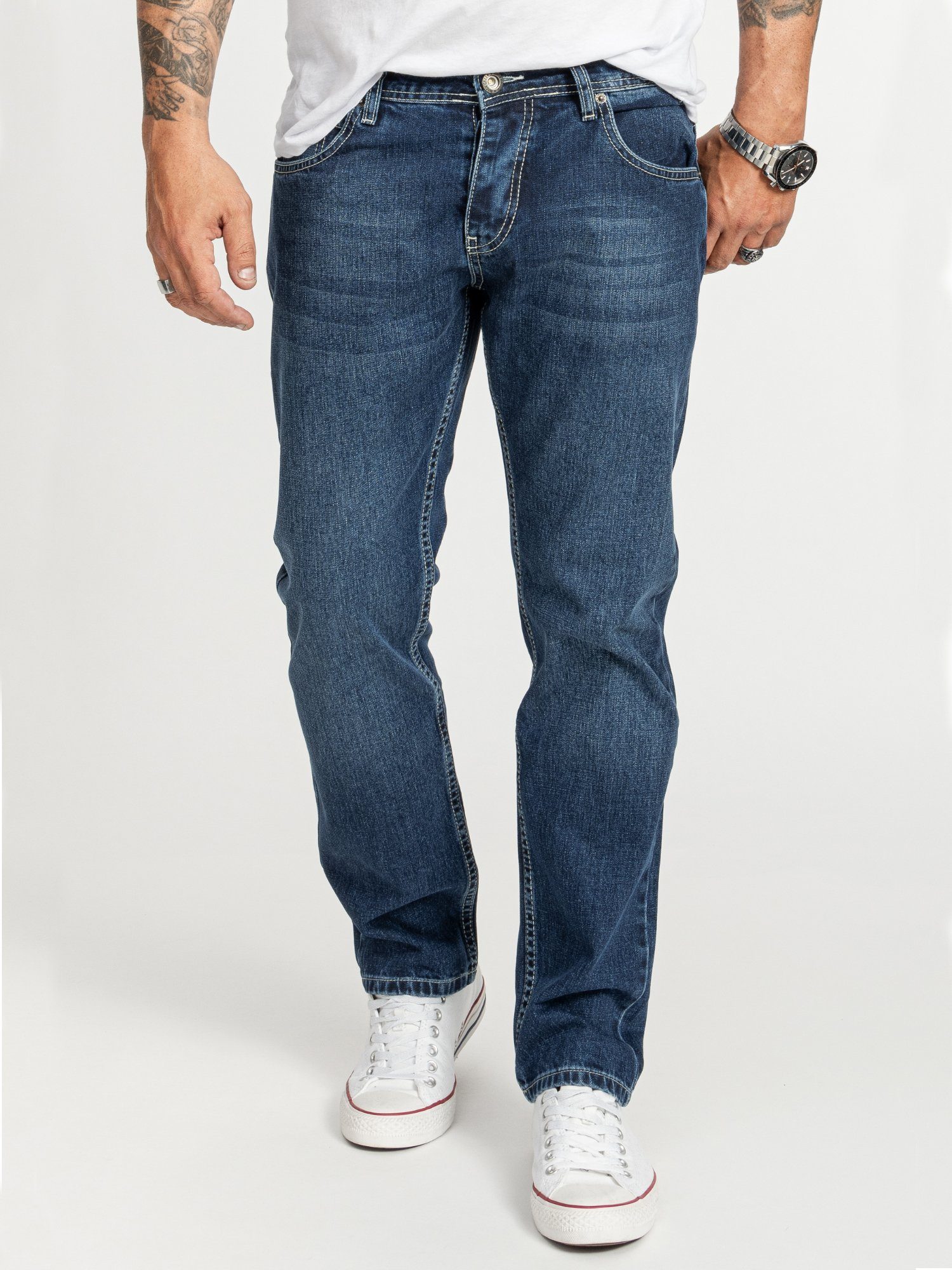Rock Creek Regular-fit-Jeans Herren Jeans Stonewashed Blau RC-2402