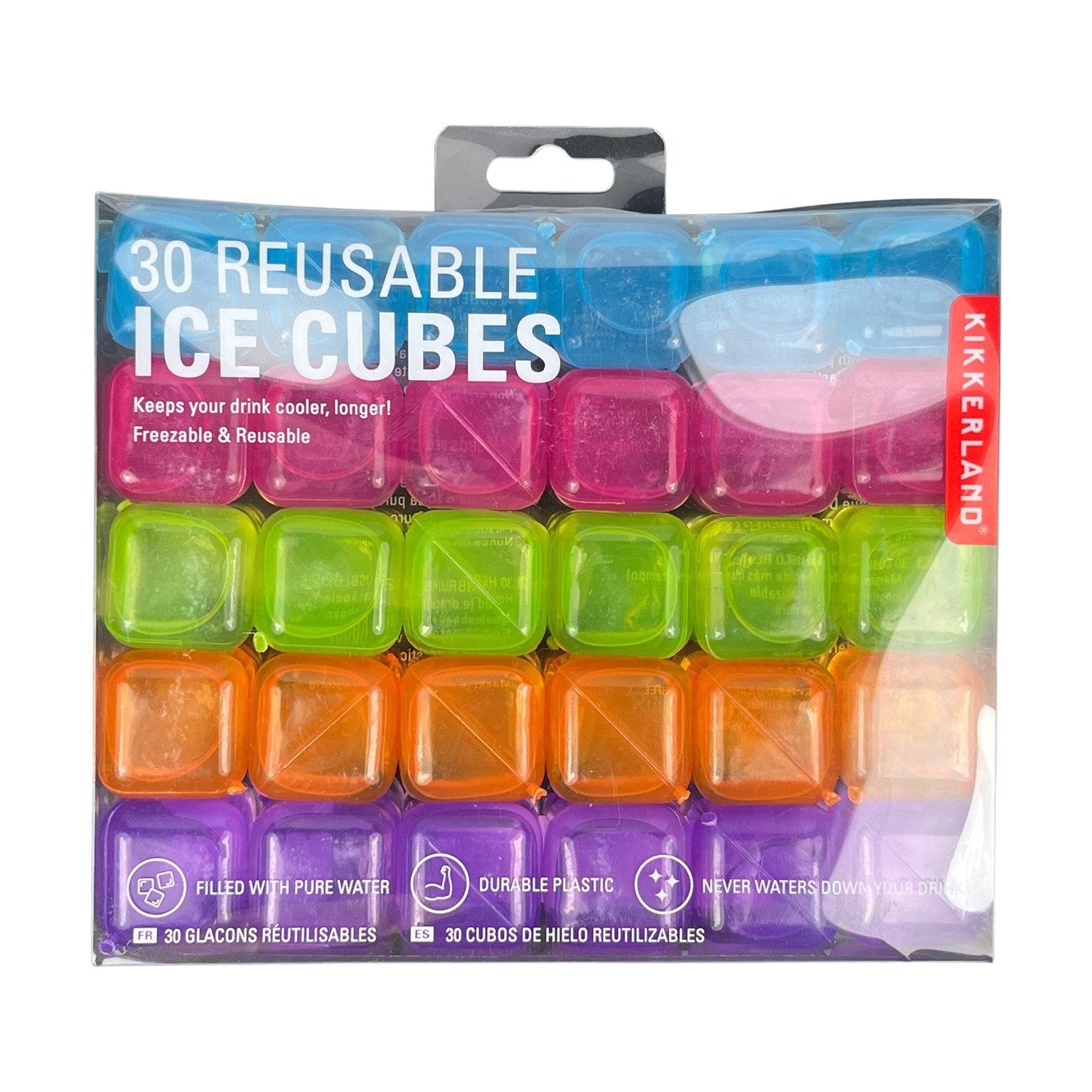 Kikkerland Eiswürfelform Wiederverwendbare Eiswürfel im 30er Set