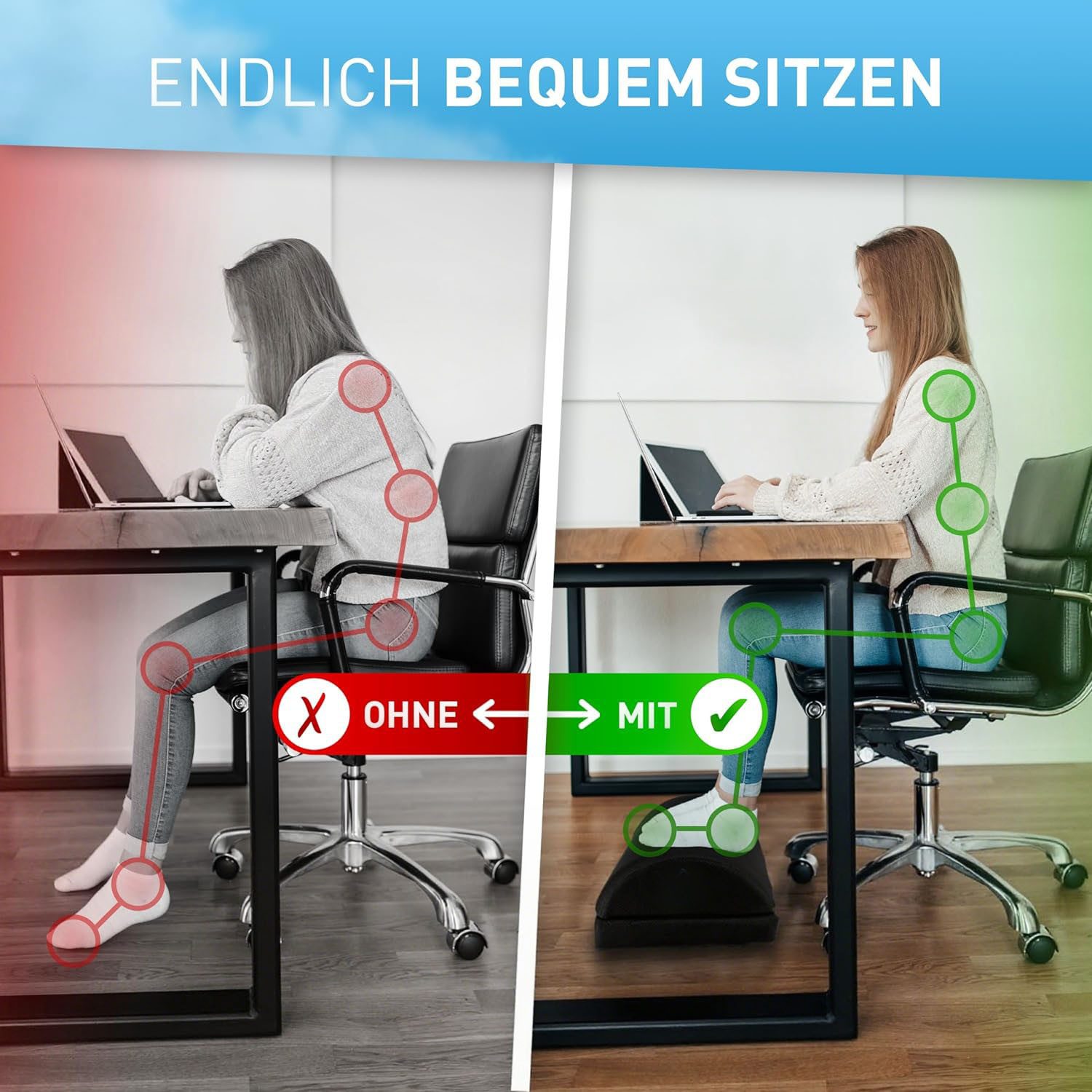 SURFOU Fußstütze Schreibtisch Fußablage 2 Höhen günstig online kaufen