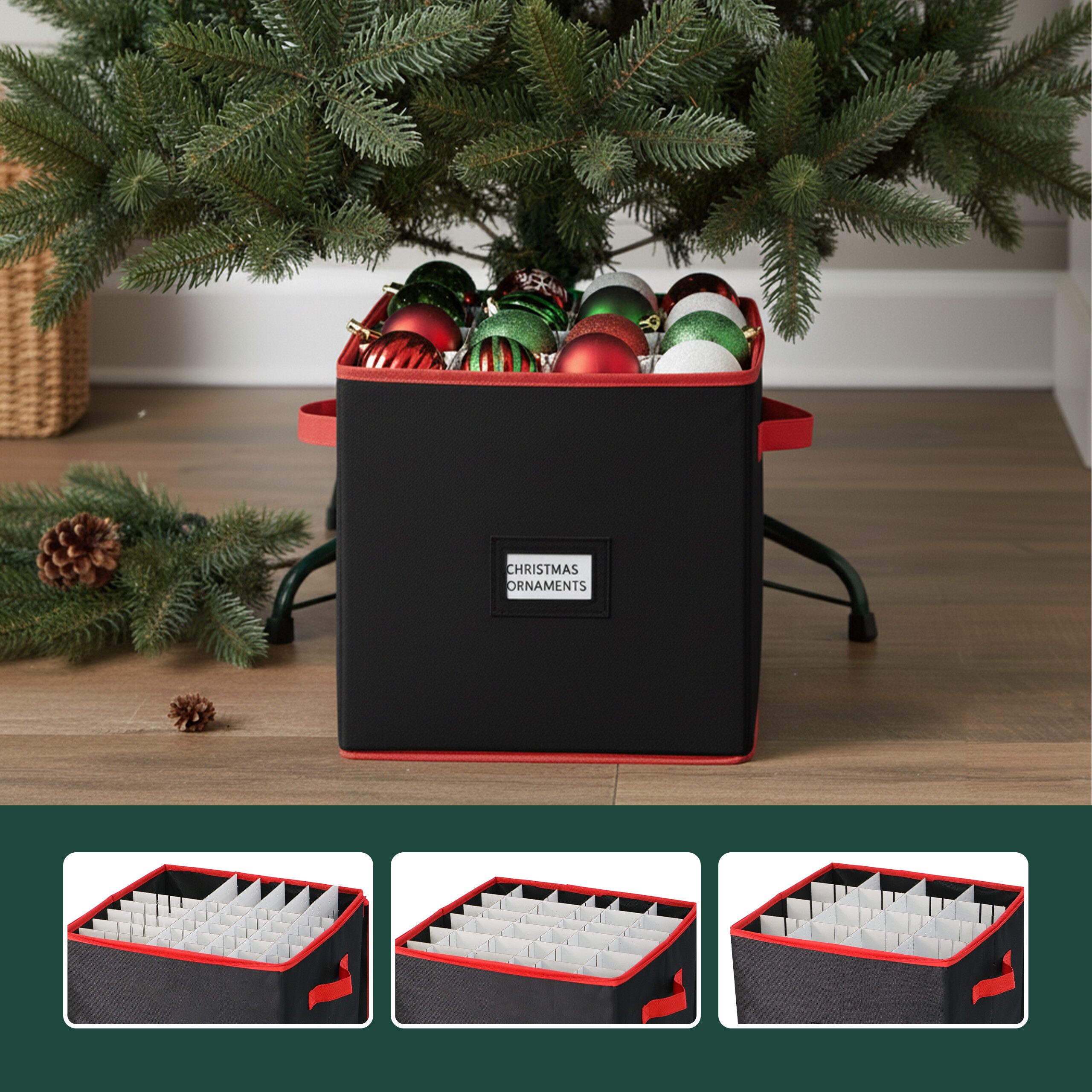 relaxdays Aufbewahrungsbox Weihnachtskugel Aufbewahrungsbox, schwarz günstig online kaufen