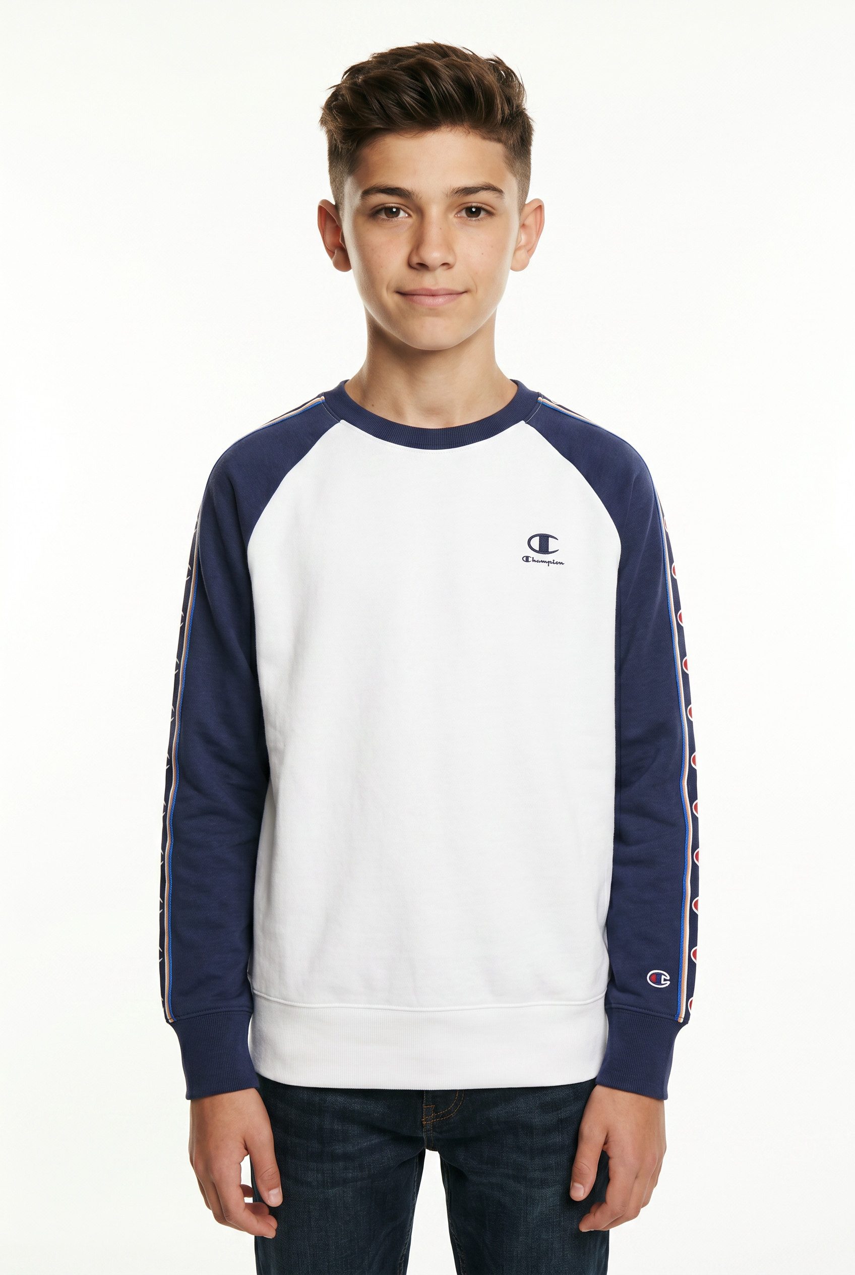 Champion Sweatshirt Sports-inspired Terry Hoodie with Tape detailing für Kinder geeignet, aus Baumwolle und Polyester