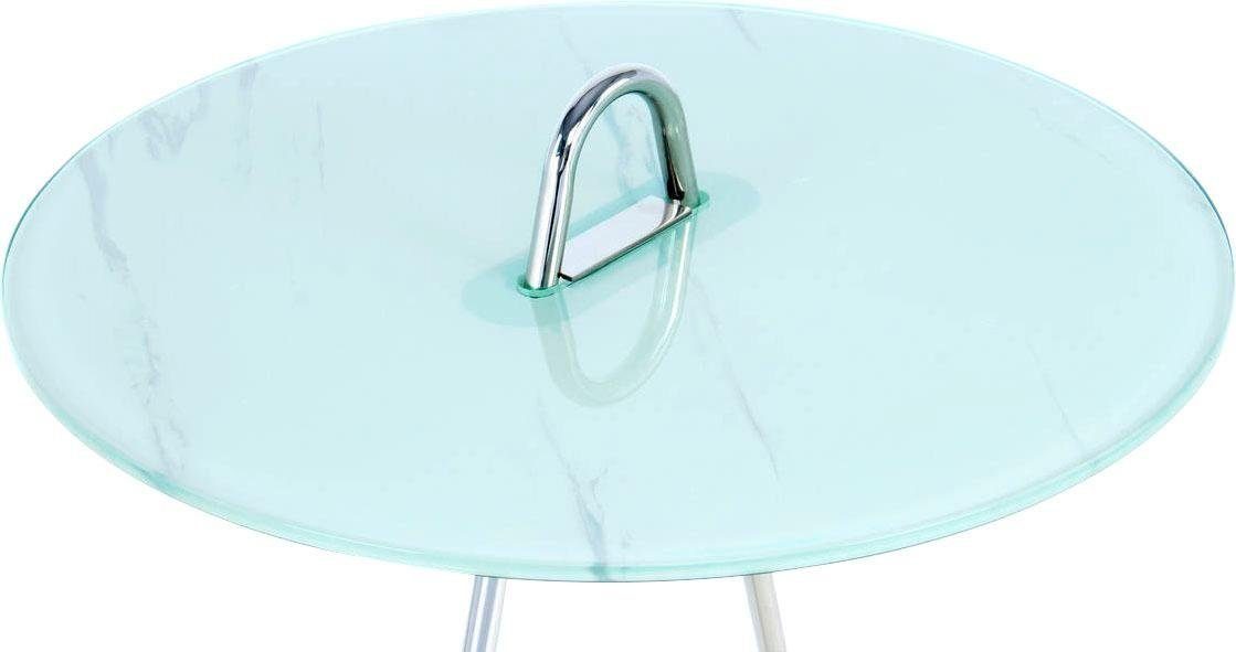 525, Silber Pendel-Design, praktisch Kayoom tragbar / Marmoroptik, Beistelltisch im Pendulum Weiß Gestell