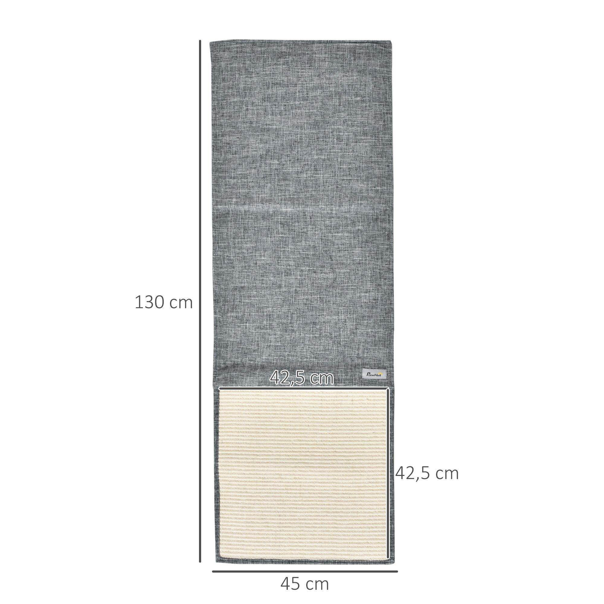 PawHut Kratzbrett 2er Kratzmatte, Sisal Kratzteppich für Katze, Katzenkratzmatte, (Kratzspielzeug, 2-tlg., Kratzstamm), Grau 130 x 45 x 0.3 cm