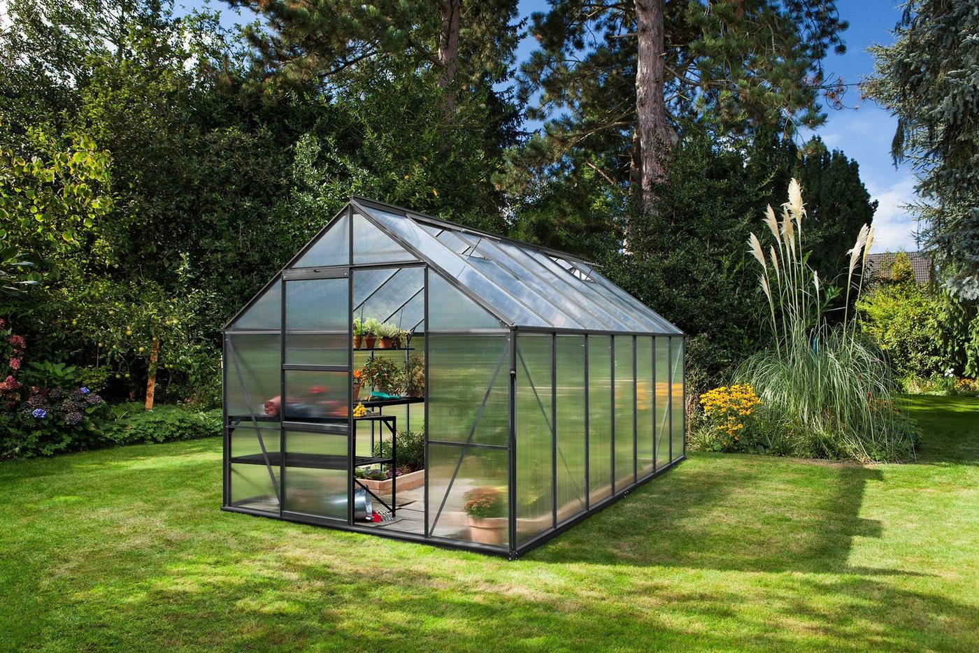 Vitavia Gewächshaus Merkur 11500, BxTxH: 254 x 441 x 230 cm, 6 mm Wandstärke, Set, mit Fundamentrahmen grau Vitavia Gewächshaus Merkur 11500, BxTxH: 254 x 441 x 230 cm, 6 mm Wandstärke, Set, mit Fundamentrahmen grau