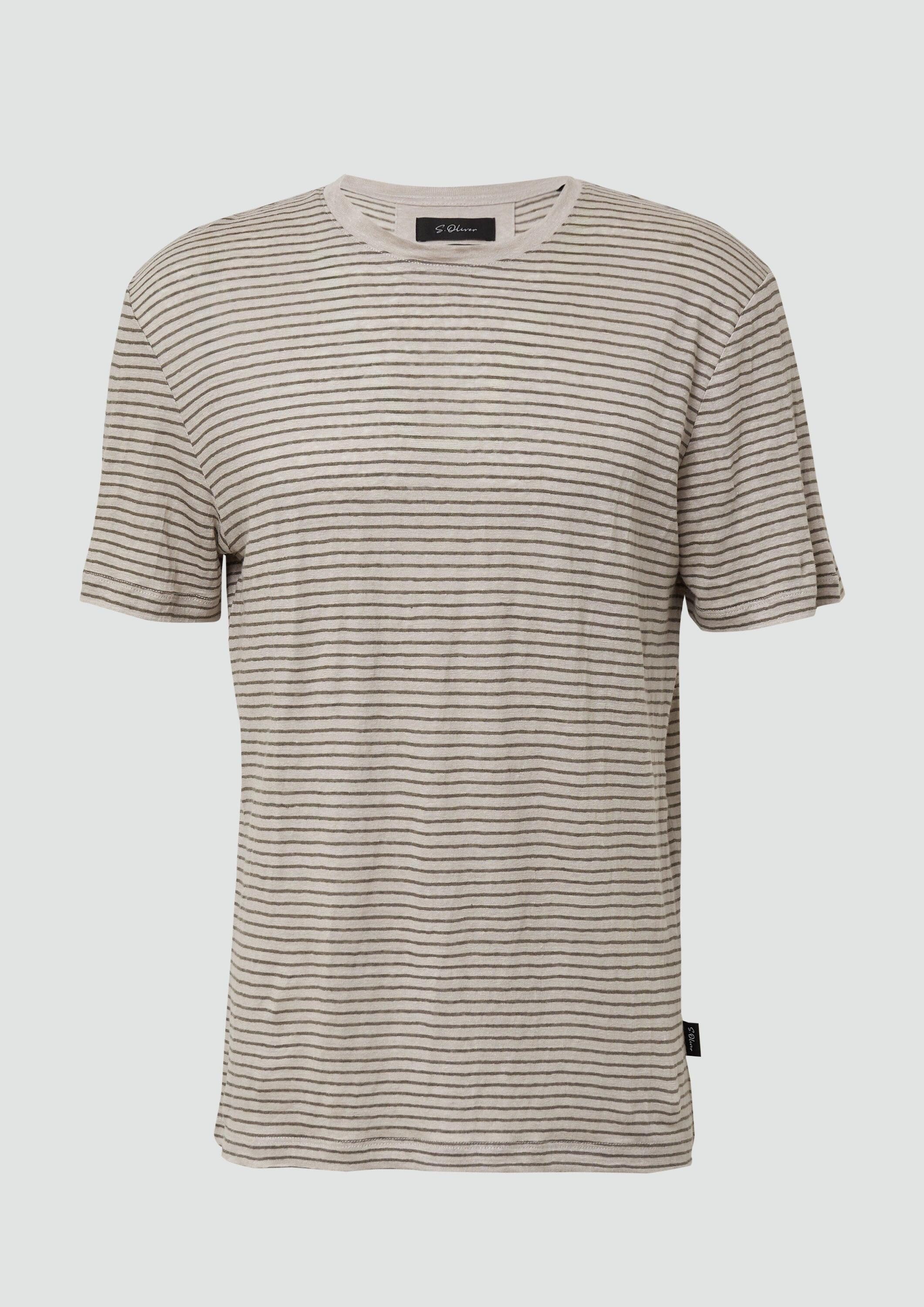 s.Oliver Kurzarmshirt T-Shirt Gestreiftes Flammgarn-Shirt aus Leinen