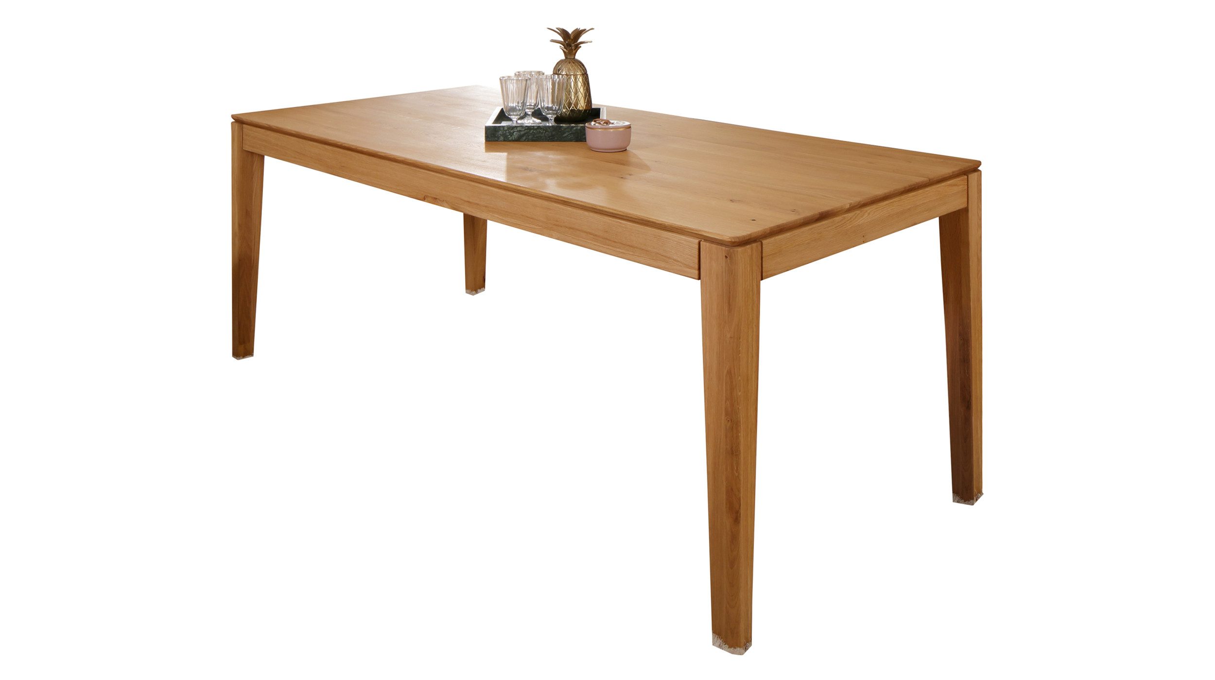 Massivart® Esstisch FLAVIA 160 - 245 cm / ausziehbar / Massivholztisch Wildeiche geölt, Butterfly Auszug / Tischplattenstärke 20 mm / stabile Standbeine