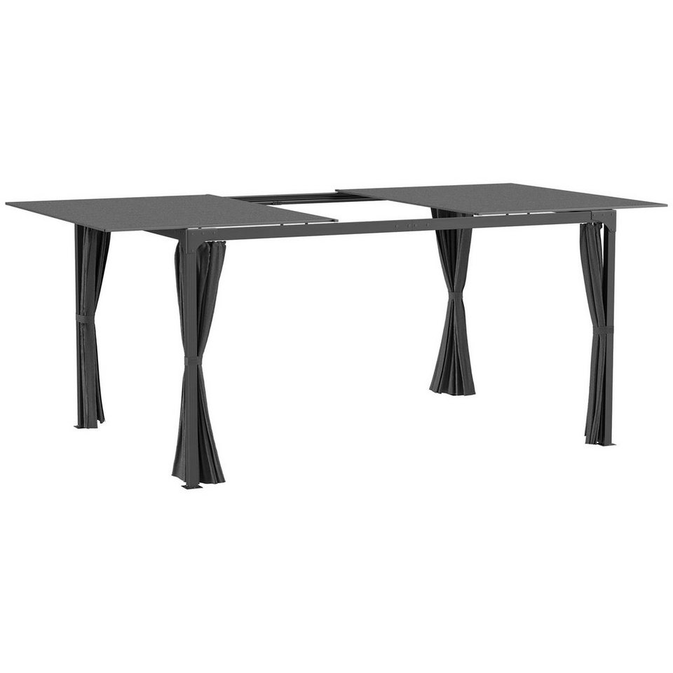 Outsunny Pergola »mit ausziehbarem Dach«, BxTxH: 420x295x220 cm, (Set, 1-tlg., Terrassenpavillon), mit Vorhängen