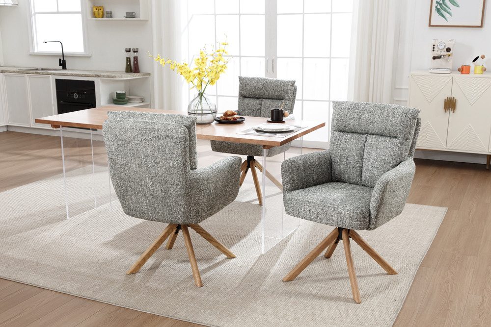 riess-ambiente Polsterstuhl BIG GEORGE grün/natur - Strukturstoff, Eichenho günstig online kaufen