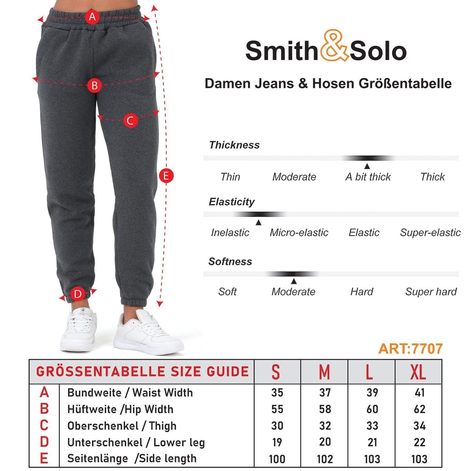 Smith & Solo Sweathose Oekotex Damen (1-tlg) Baumwolle, Fit, Beige Winter Jogginghose Loose Sporthose