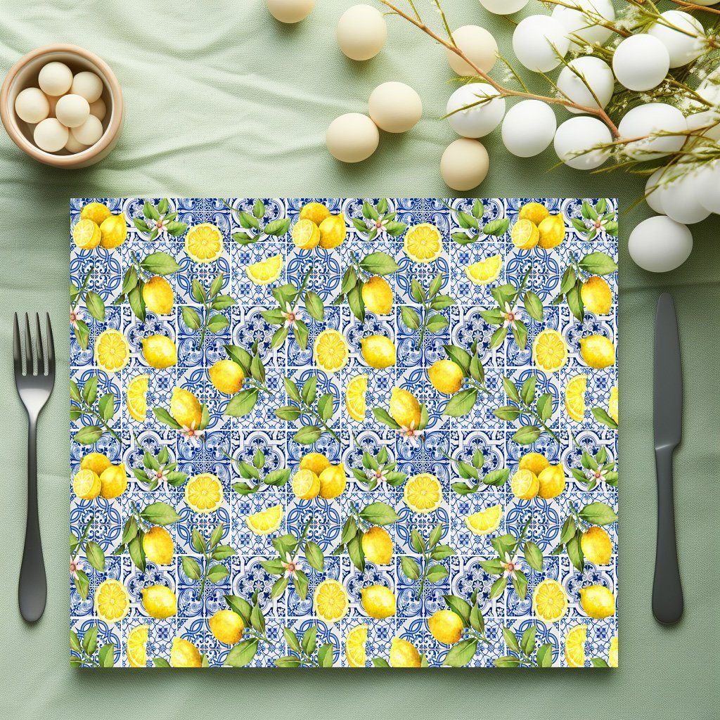 raxxa Platzset raxxa Premium-Platzset"Mediterrane Exotik auf Fliesen verewigt", (Set, 2-St., Platzdecken)