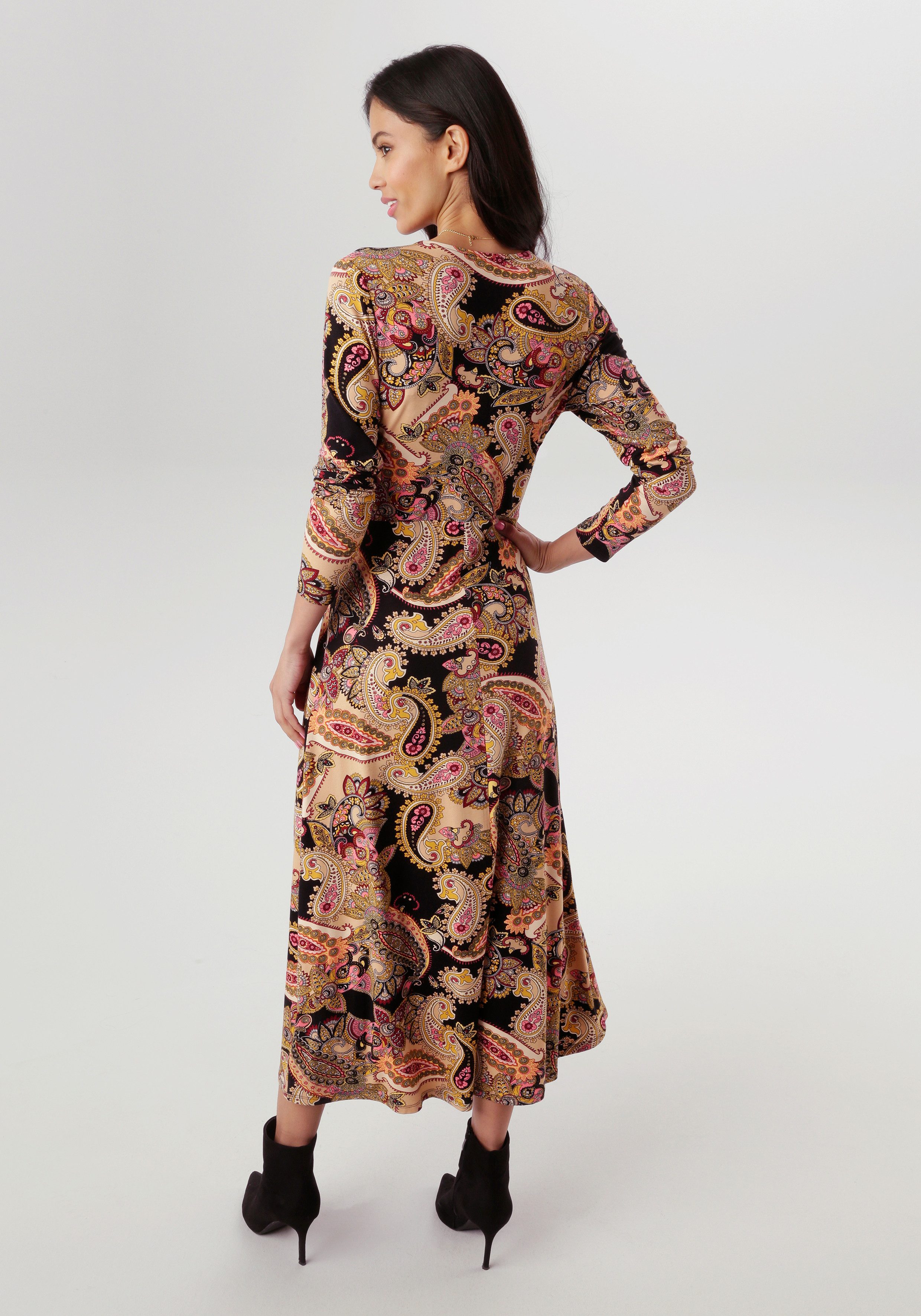 Aniston SELECTED Midikleid mit V-Ausschnitt und Wickel-Optik günstig online kaufen