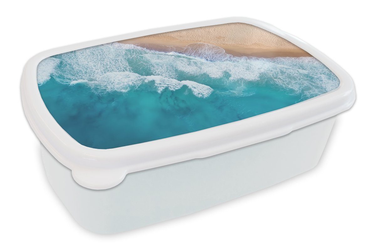 MuchoWow Lunchbox Wasser - Meer - Strand - Sommer, Kunststoff, (2-tlg), Brotbox für Kinder und Erwachsene, Brotdose, für Jungs und Mädchen weiß