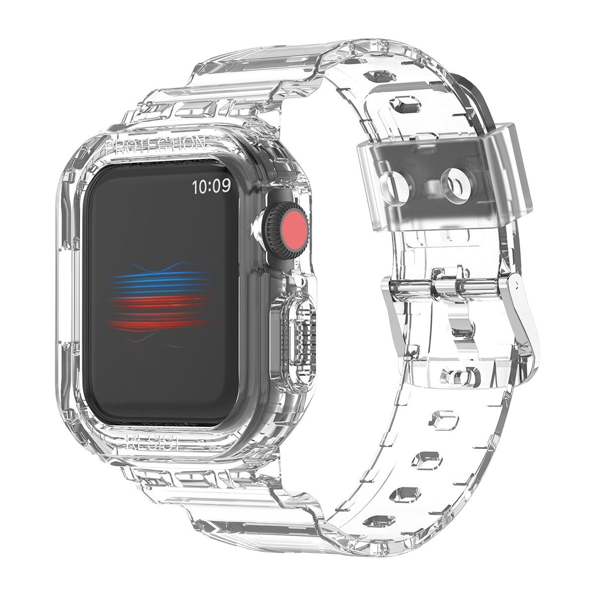 Wigento Smartwatch-Armband Für Apple Watch Ultra 49mm Kunststoff / Silikon  Armband mit Gehäuse-Schutz Watch Uhr Transparent Ersatz Arm Band