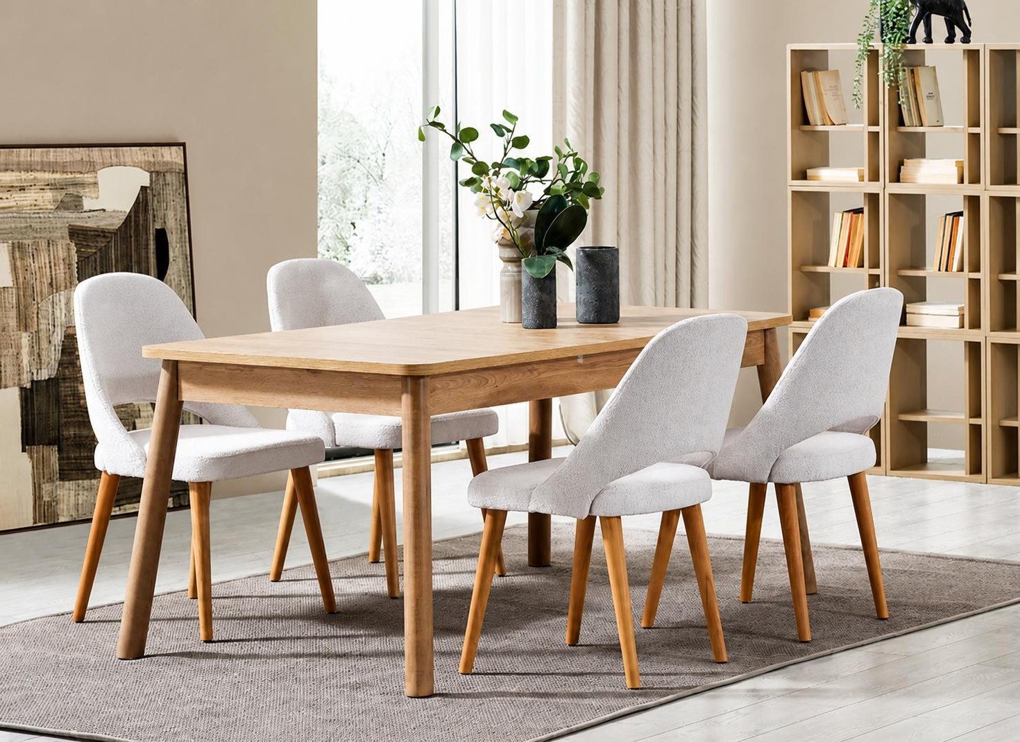 Xlmoebel Stehtisch Moderner Esstisch aus Eiche Natur mit praktischer Ausziehfunktion, Made in Europa
