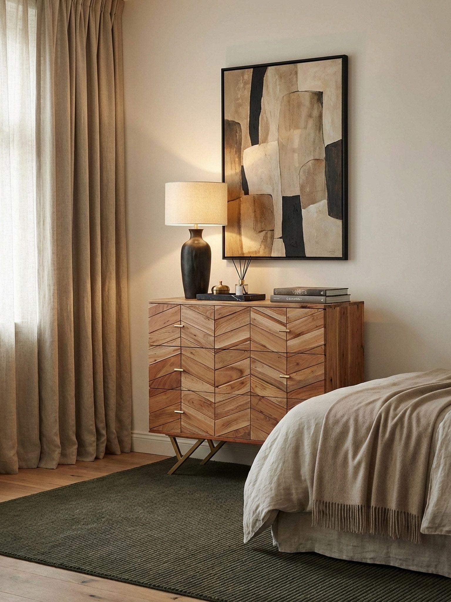 KADIMA DESIGN Kommode Sideboard 90x86,5x40 cm Akazie Massivholz / Metall Anrichte, Kommode (Wohnzimmer), 3 Schubladen, Hoher Kommodenschrank Holz Massiv, Standschrank