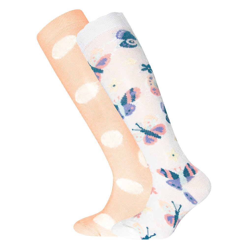 Kniestrümpfe Ewers Mädchen Kniestrümpfe 2er Pack Schmetterlinge Punke