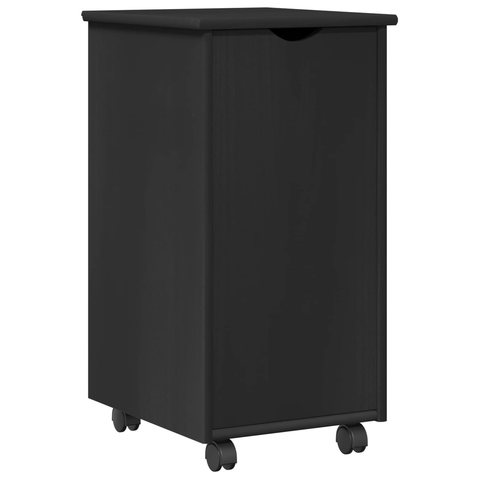 vidaXL Schranksystem Rollschrank Mit Rad Schwarz 34 x 39 x 65,5 cm Massivholz Kiefer (1-St)