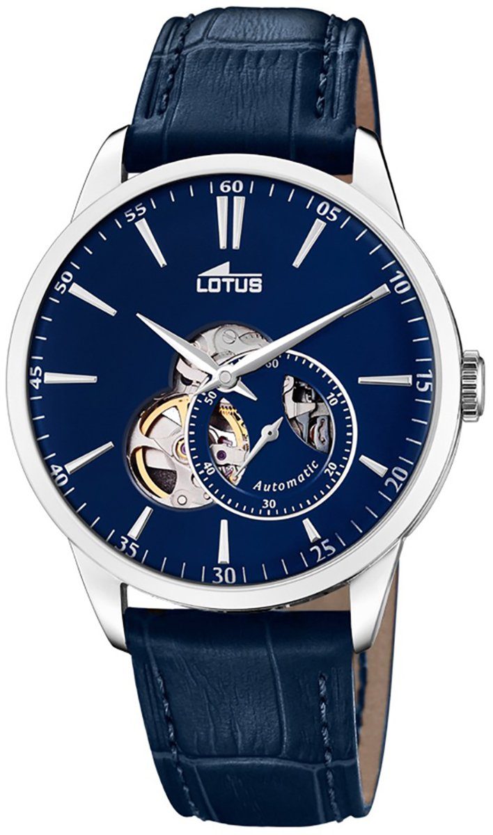 Herren groß 42mm), Herren-Armbanduhr Quarzuhr Lotus Armbanduhr rund, Lotus Lederarmband Analog, blau blau (ca.