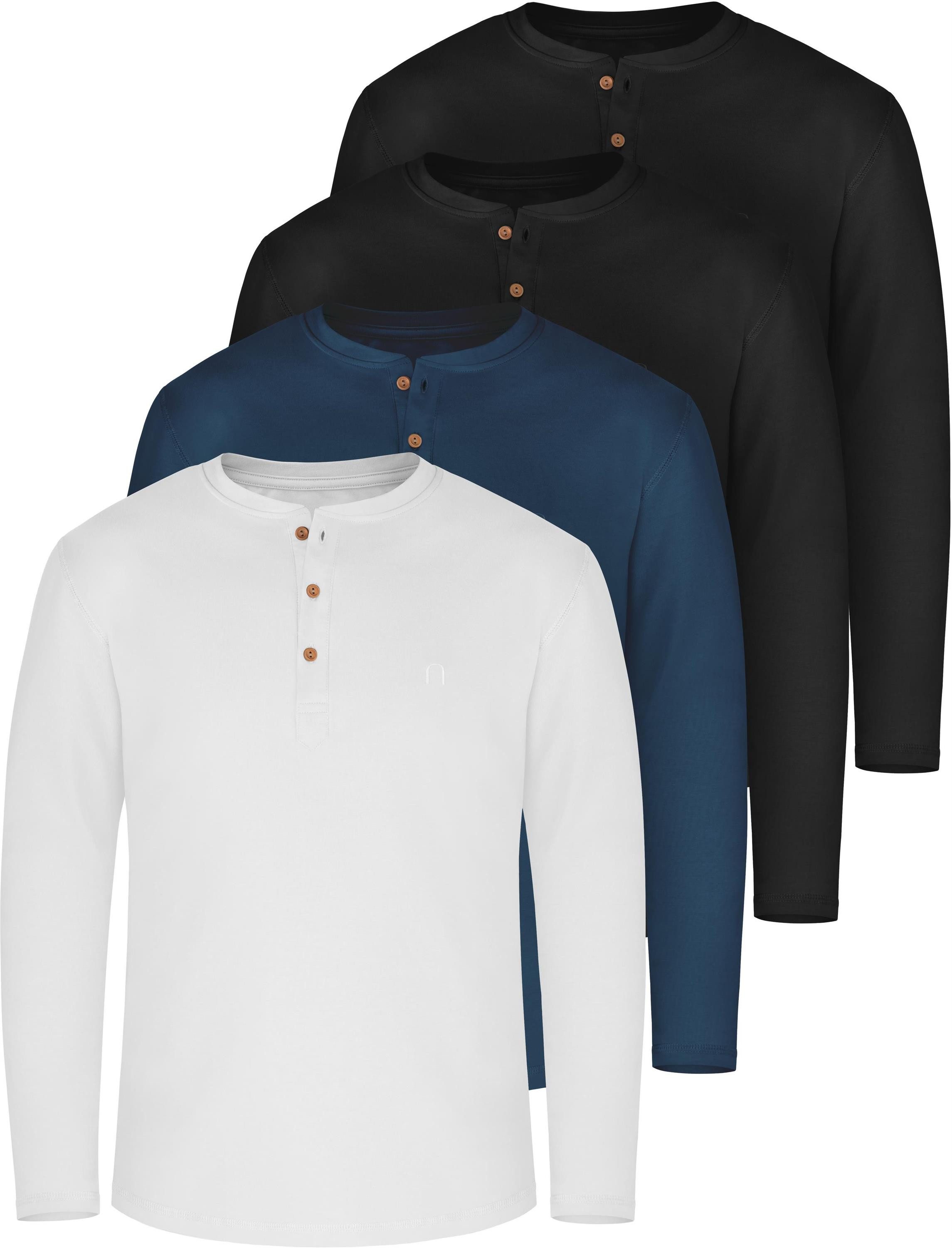 Langarmshirt 4er Set Herren Langarm Shirts aus Bio-Baumwolle