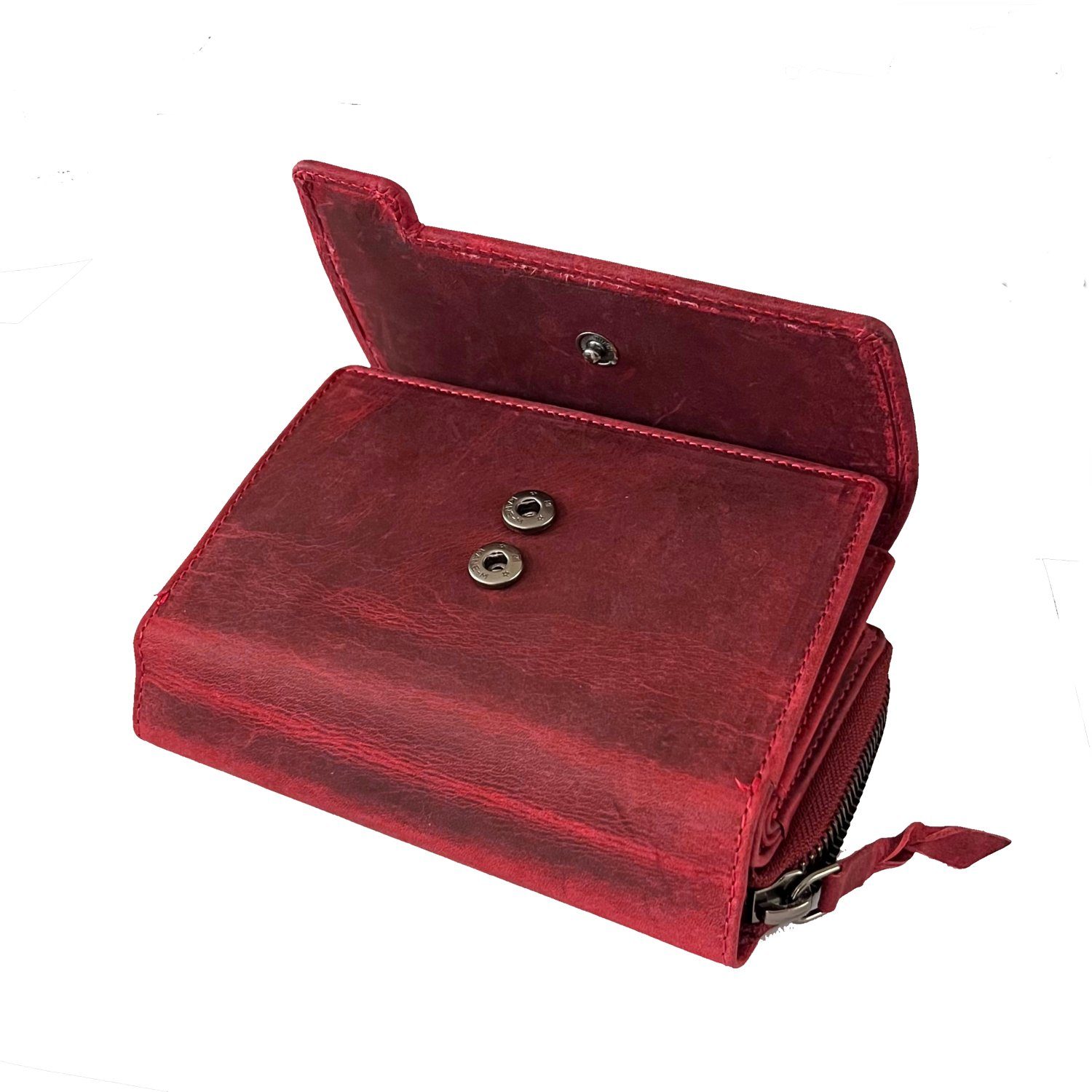 Damen 12 >BH-2679<, Geldbeutel mit Buffalo Hill eleganter RFID-Schutz Büffelleder mit Kartenfächern Kartenetui Geldbörse Rot Portemonnaie, in