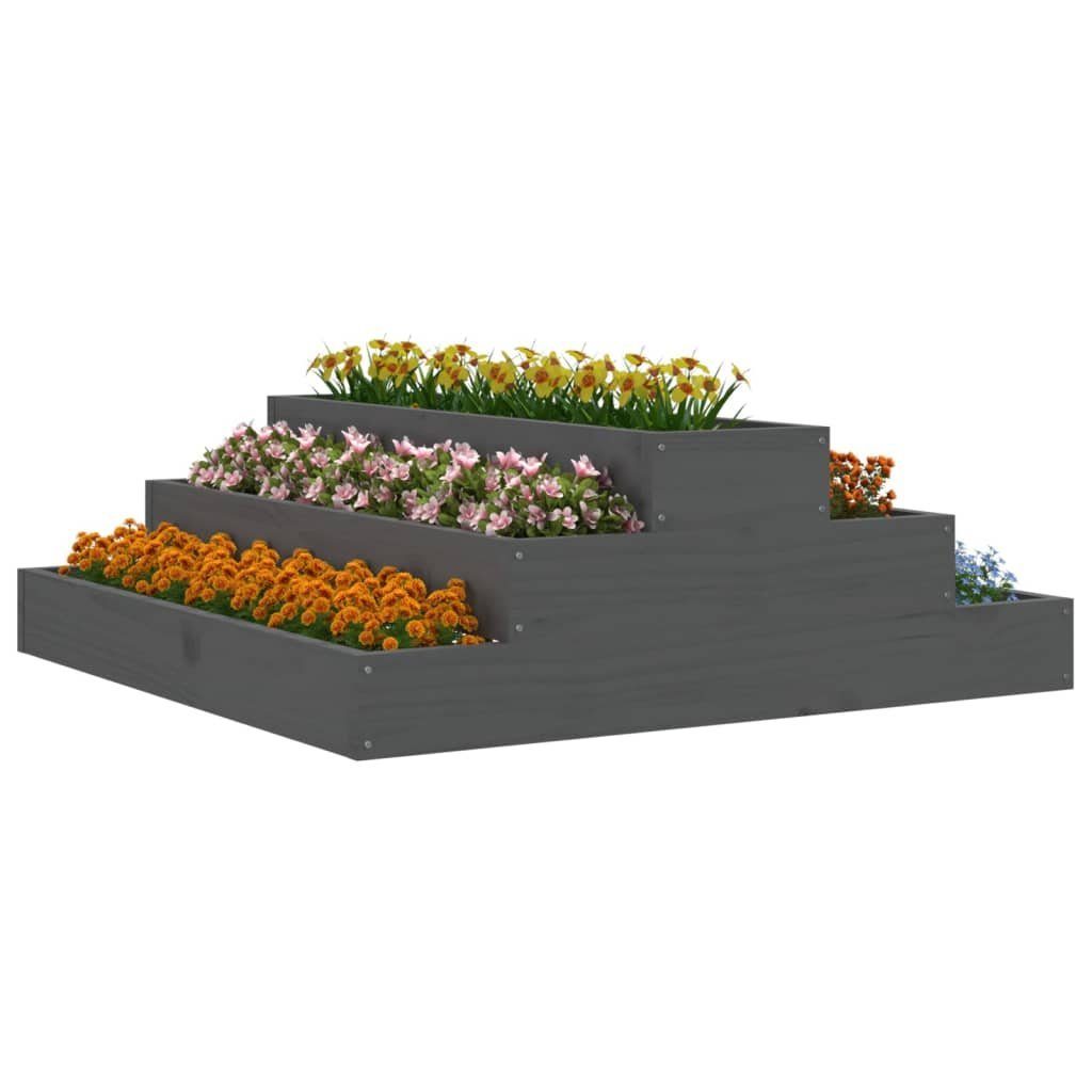 (1 Graue cm Kiefer 80x80x27 St) Kiefer Grau Pflanzkübel vidaXL Massivholz Blumentopf