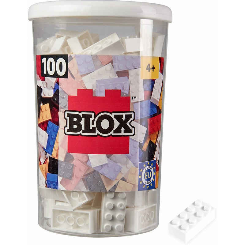 Konstruktions-Spielset Simba Blox 100 weiße 8er Steine in Dose