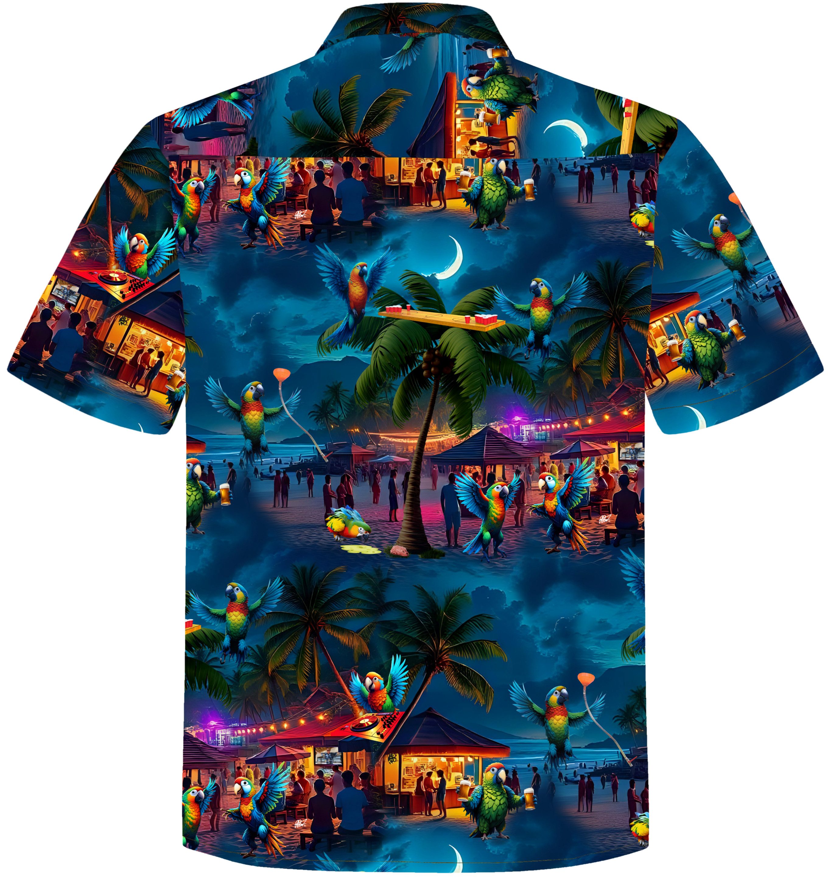 Hawaiihemdshop.de Hawaiihemd Hawaii Hemd Herren Baumwolle Kurzarm Hawaiihemd mit Papageien
