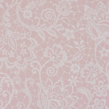 Vorhang SCHÖNER LEBEN. Vorhang Lace florale Spitze rosa 245cm, SCHÖNER LEBEN., Smokband (1 St), blickdicht, Baumwolle, handmade, made in Germany, vorgewaschen