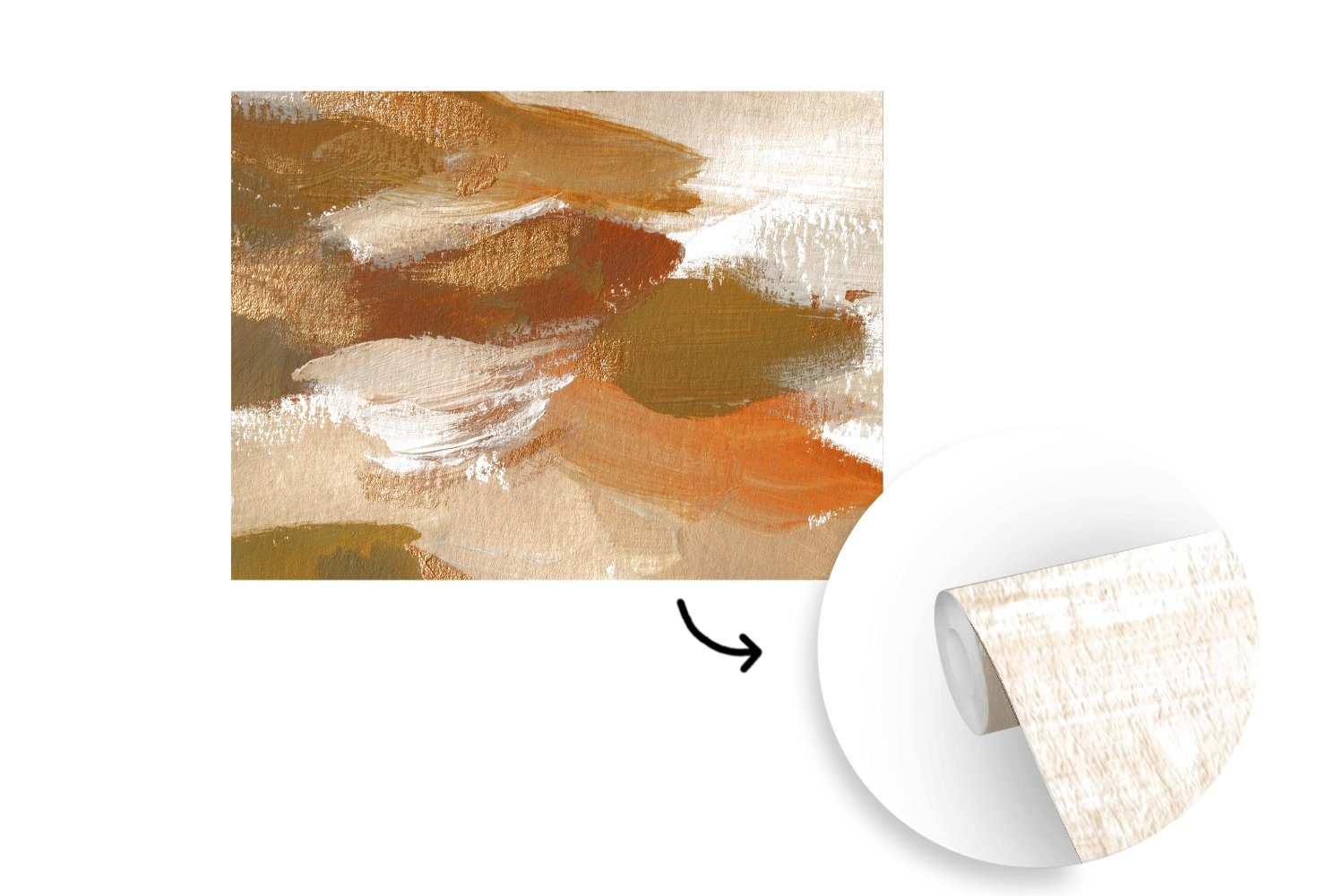 MuchoWow Fototapete - Farbe Matt, Braun, - St), Tapete Orange (6 Wallpaper Schlafzimmer, Vinyl für Wohnzimmer, bedruckt, Kinderzimmer