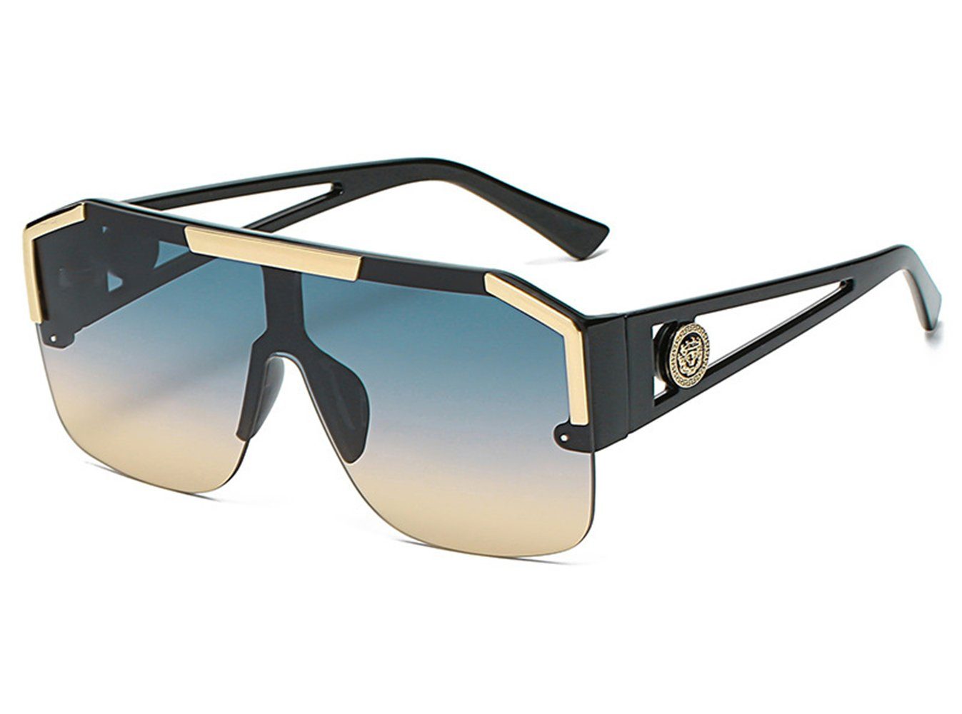 Housruse Sonnenbrille Quadratisch Halbrandlose Brille Rechteckige  Sonnenbrille mit UV-Schutz