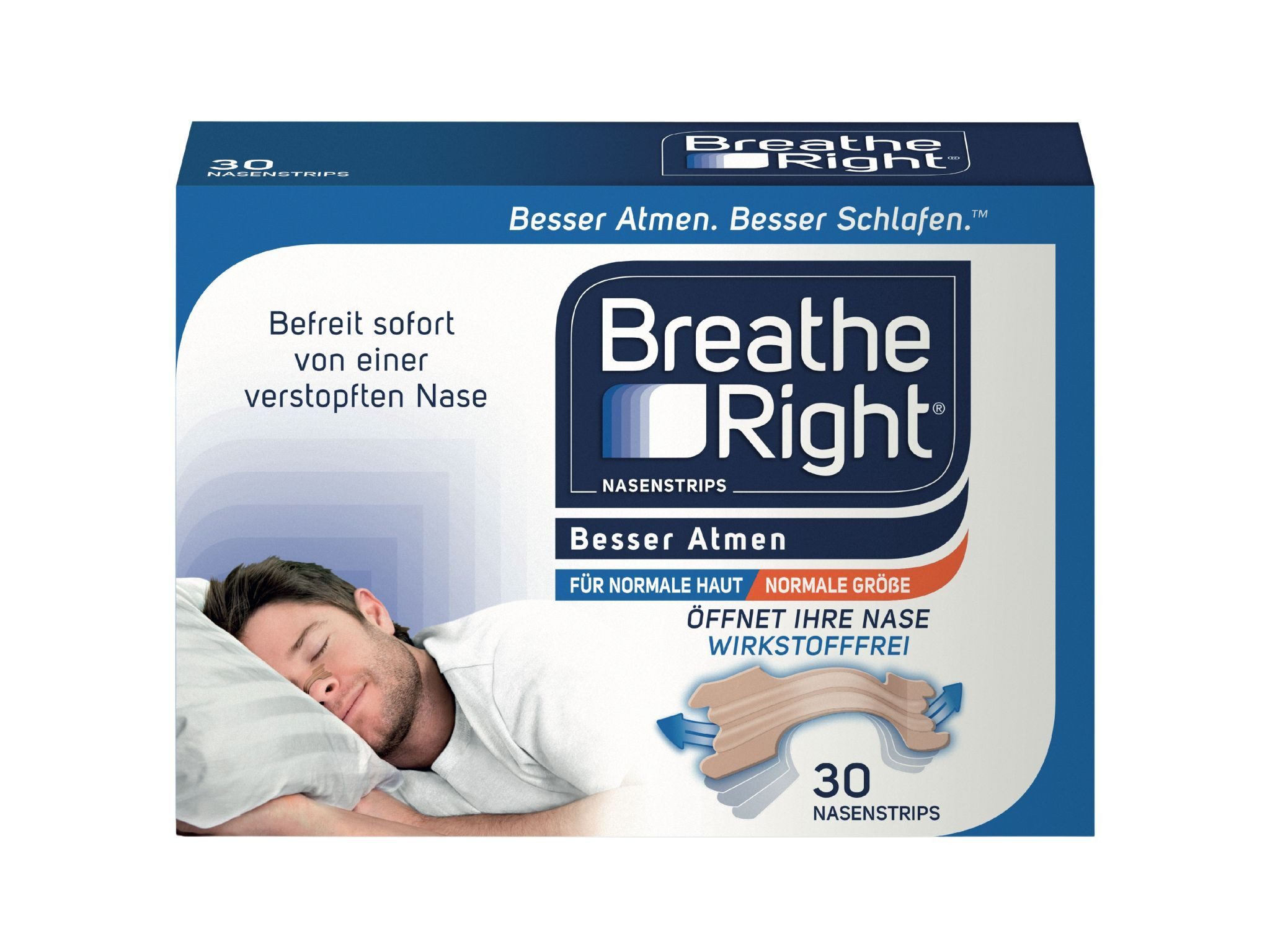 Besser Atmen Breathe Right® Nasenpflaster Nasenstrip beige (1x30St, 30 St), öffnen die Nase für ein leichteres Atmen