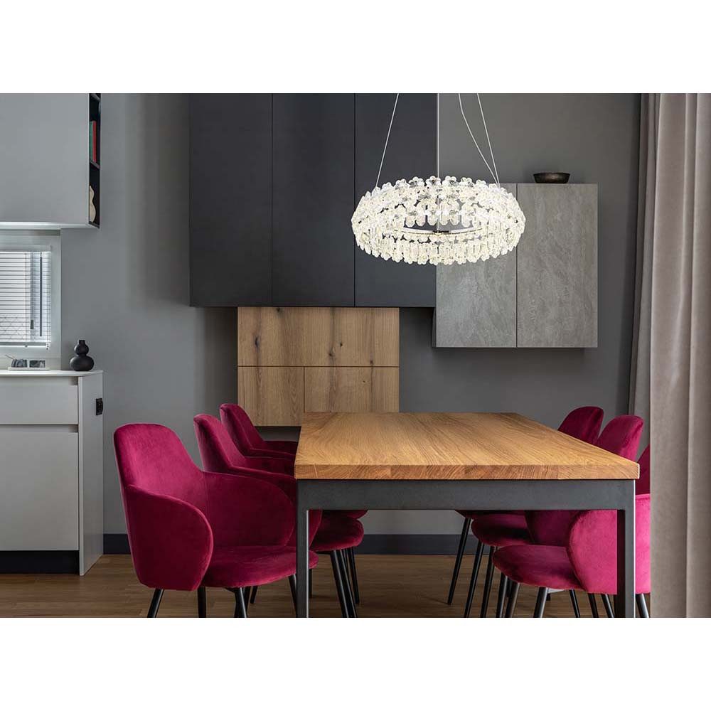 GLOBO LIGHTING LED Pendelleuchte, LED-Leuchtmittel fest verbaut, Warmweiß, Pendelleuchte Pendellampe Esstischleuchte Kristalle chrom 1 flammig