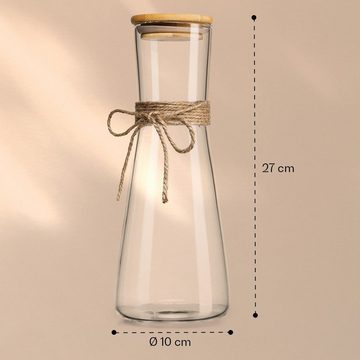 Klarstein Wasserkaraffe Glaskaraffe mit Bambusdeckel, (Packung)