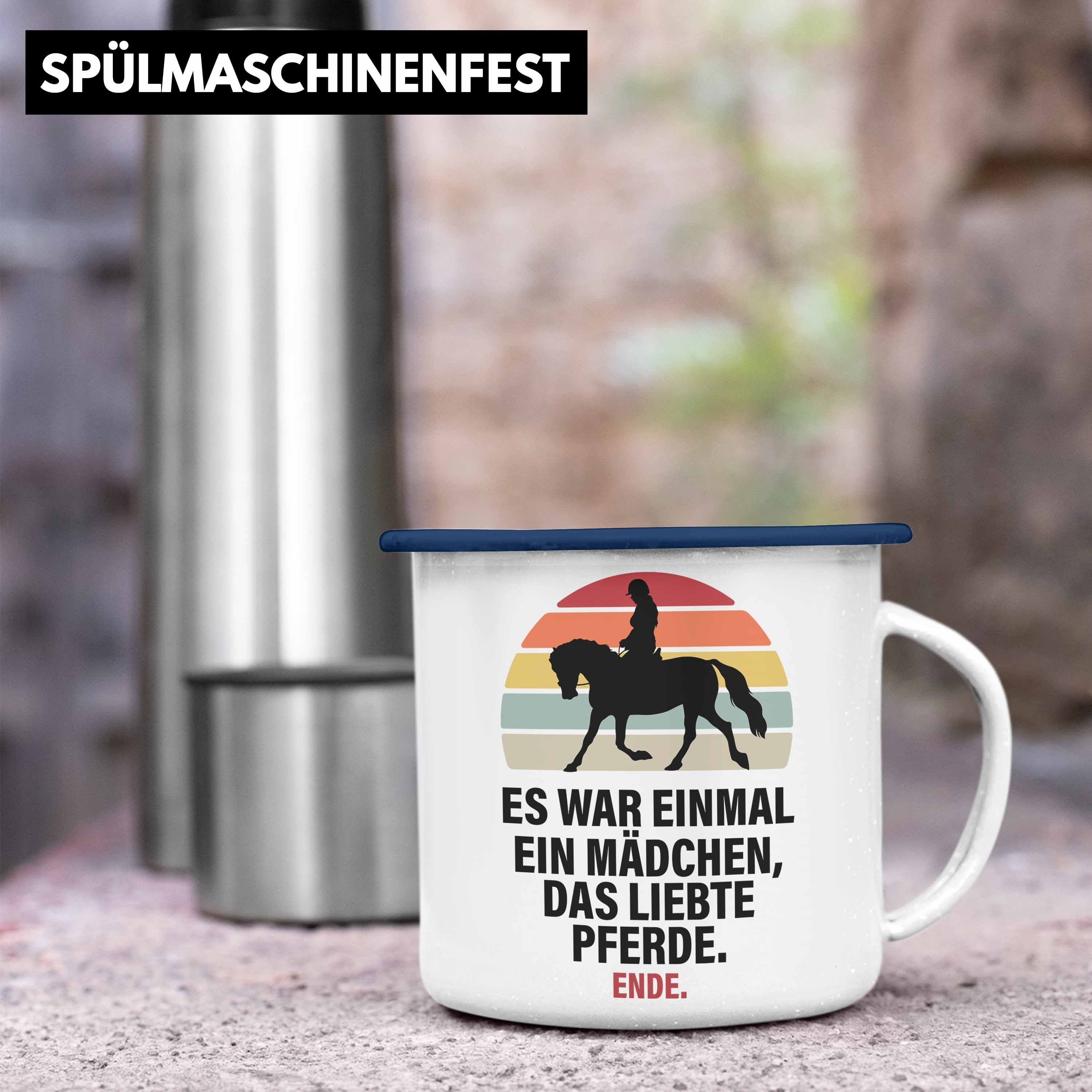 Pferdeliebhaber Trendation Blau Thermotasse Emaille Tasse Pferde Geschenk Reiterin Mädchen Geschenke - Lustig Trendation Pferde