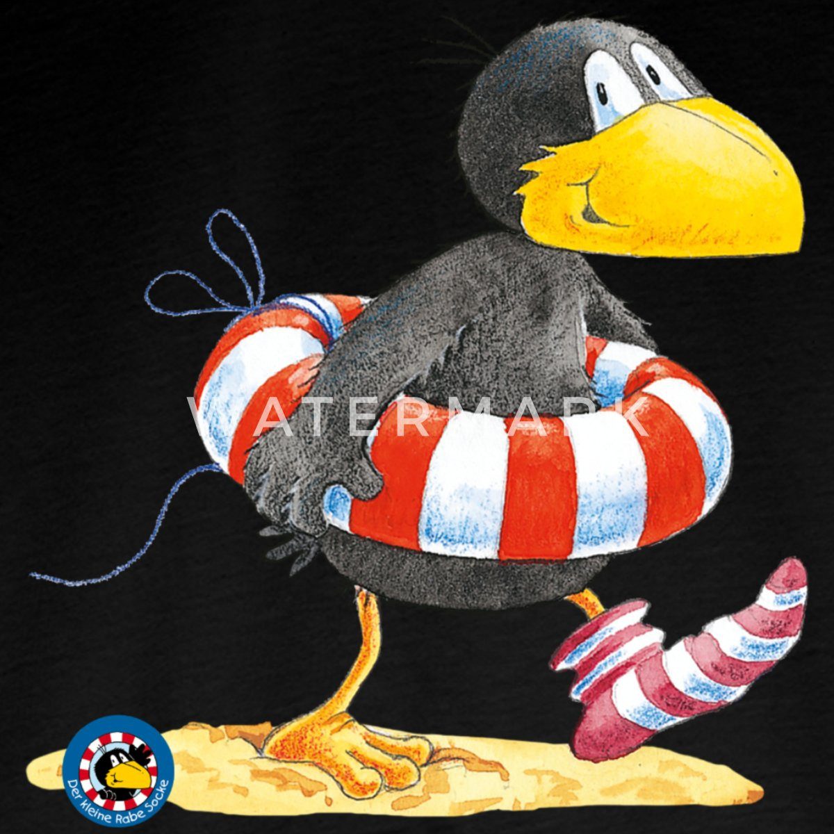 Spreadshirt T-Shirt Der kleine Rabe Socke mit Schwimmreifen Kinder Premium Langarmshirt (1-tlg)