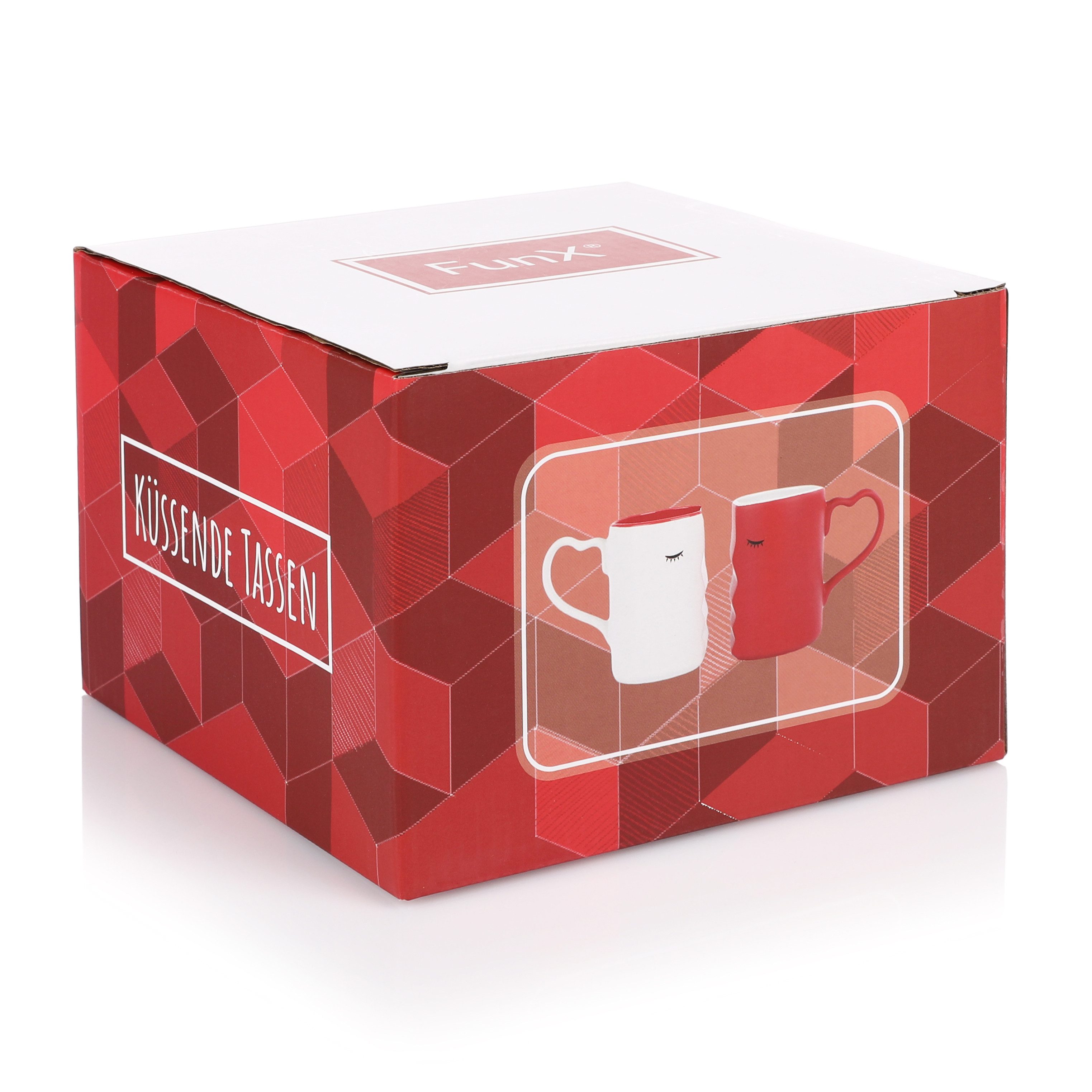 FunX Becher Küssende Tassen Kaffeebecher Geschenk Set, 2er Set – Bild 5 von 5