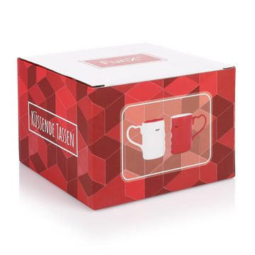 FunX Becher Küssende Tassen Kaffeebecher Geschenk Set, 2er Set