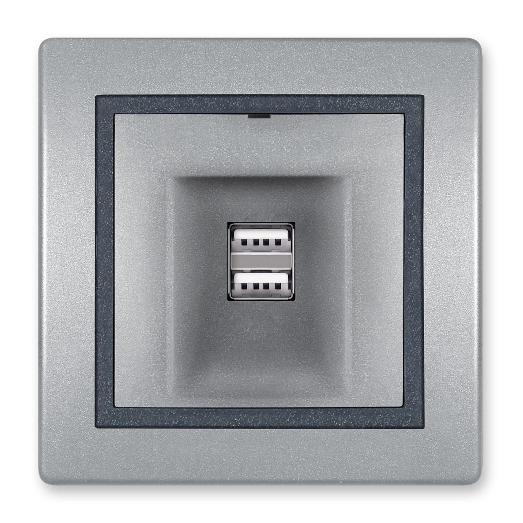 Steckdose Prestige Line 2-fach USB-Ladesteckdose 2,1A/5V Silber