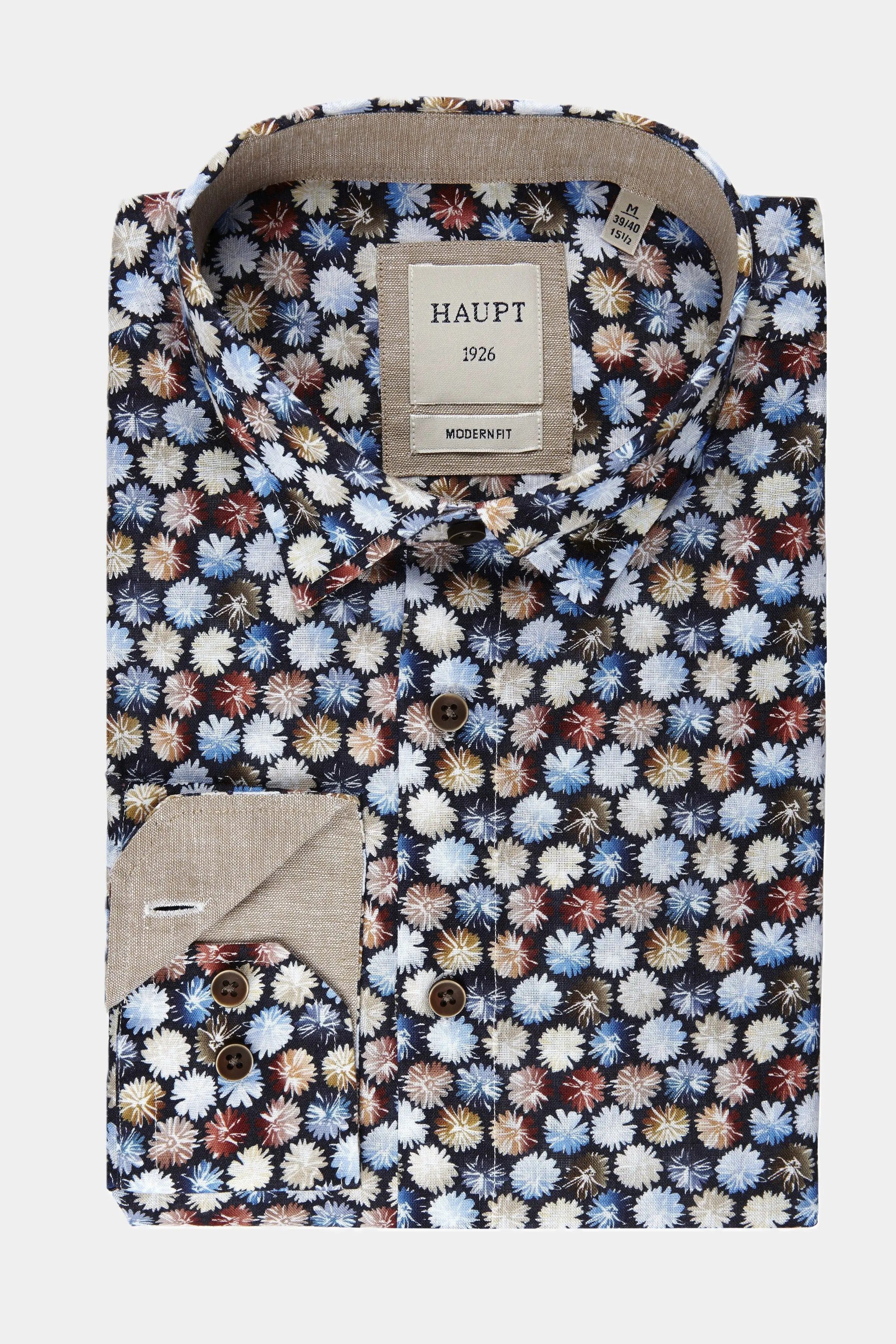 Haupt Langarmhemd Haupt Langarm Baumwoll-Herrenhemd Modern Fit Blumenmuster günstig online kaufen