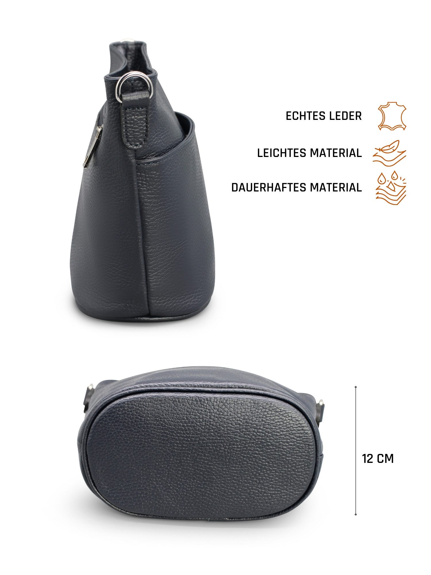 Adel Bags Schultertasche LINA Umhängetasche für Damen, Schultertasche Echtleder Gürteltasche
