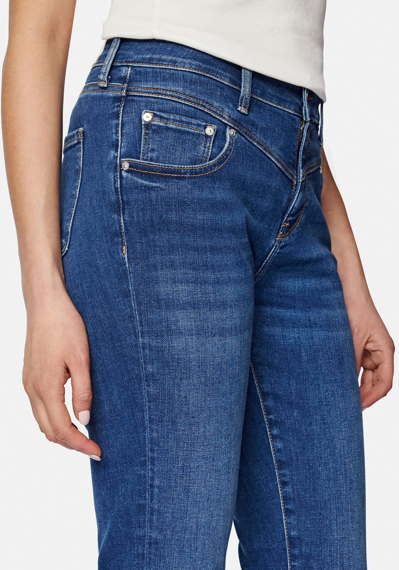 Slim-fit-Jeans trageangenehmer dank mid blue shaded Verarbeitung (mid Mavi hochwertiger blue) Stretchdenim