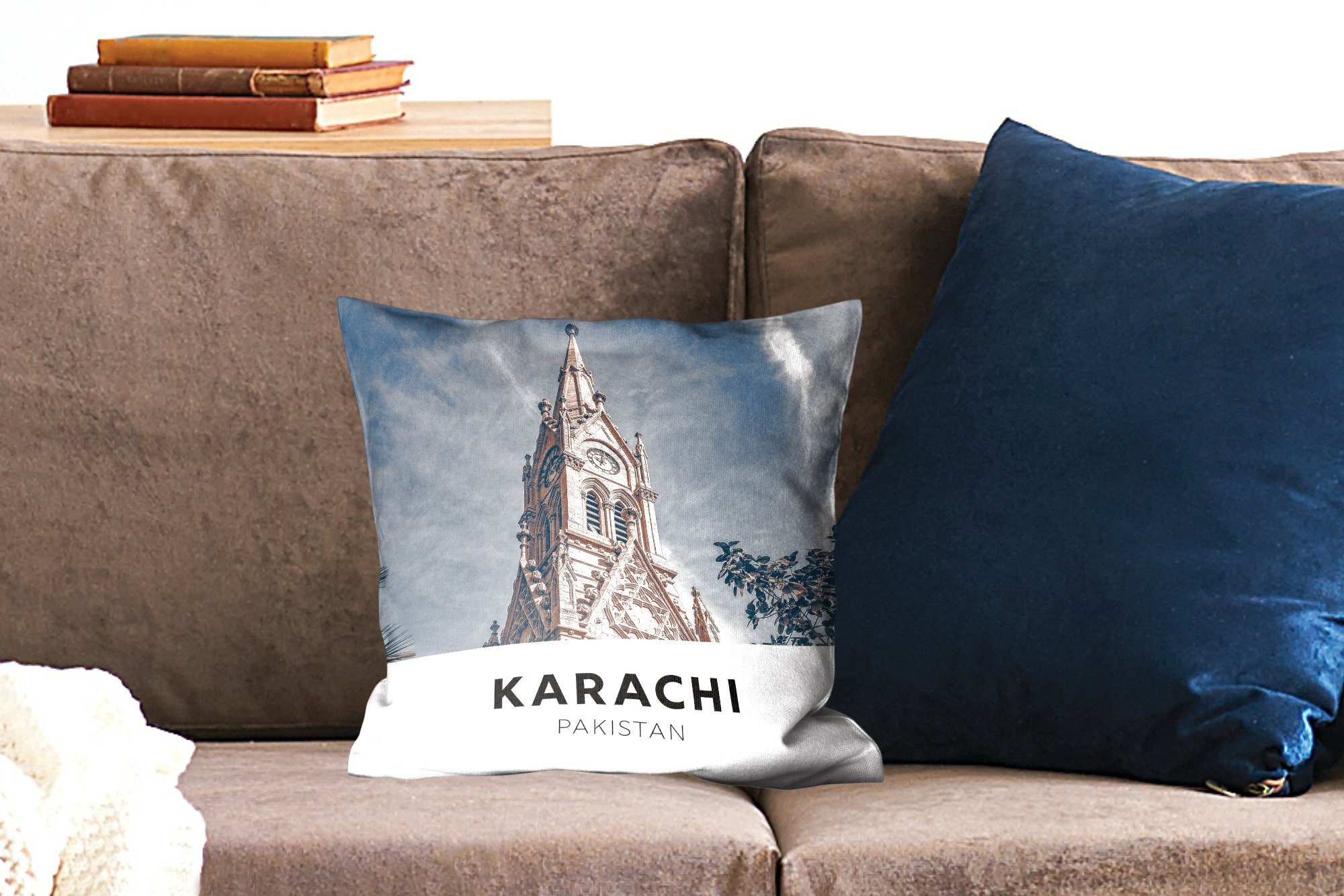 Pakistan mit Architektur, MuchoWow Dekokissen Turm - - Schlafzimmer, für Füllung Sofakissen Wohzimmer, Deko, Zierkissen